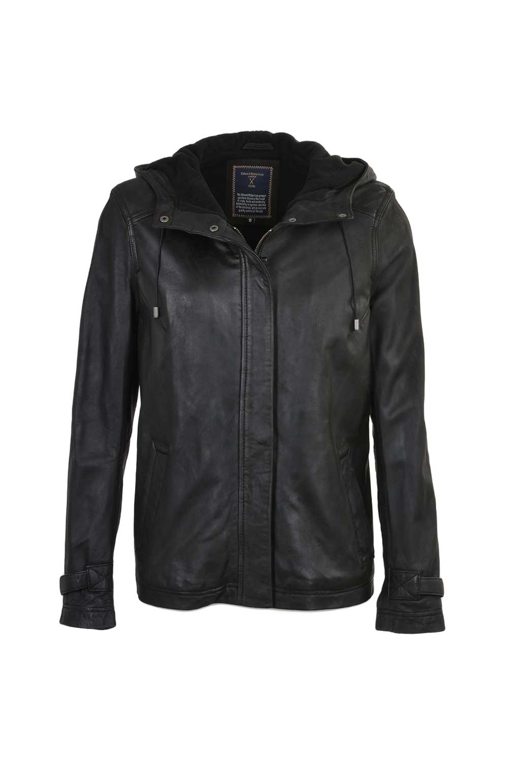 Black Ashwood Leather Black 'Nicola' Real Leather Hooded Jacket Women Coat, Image 2 of 5