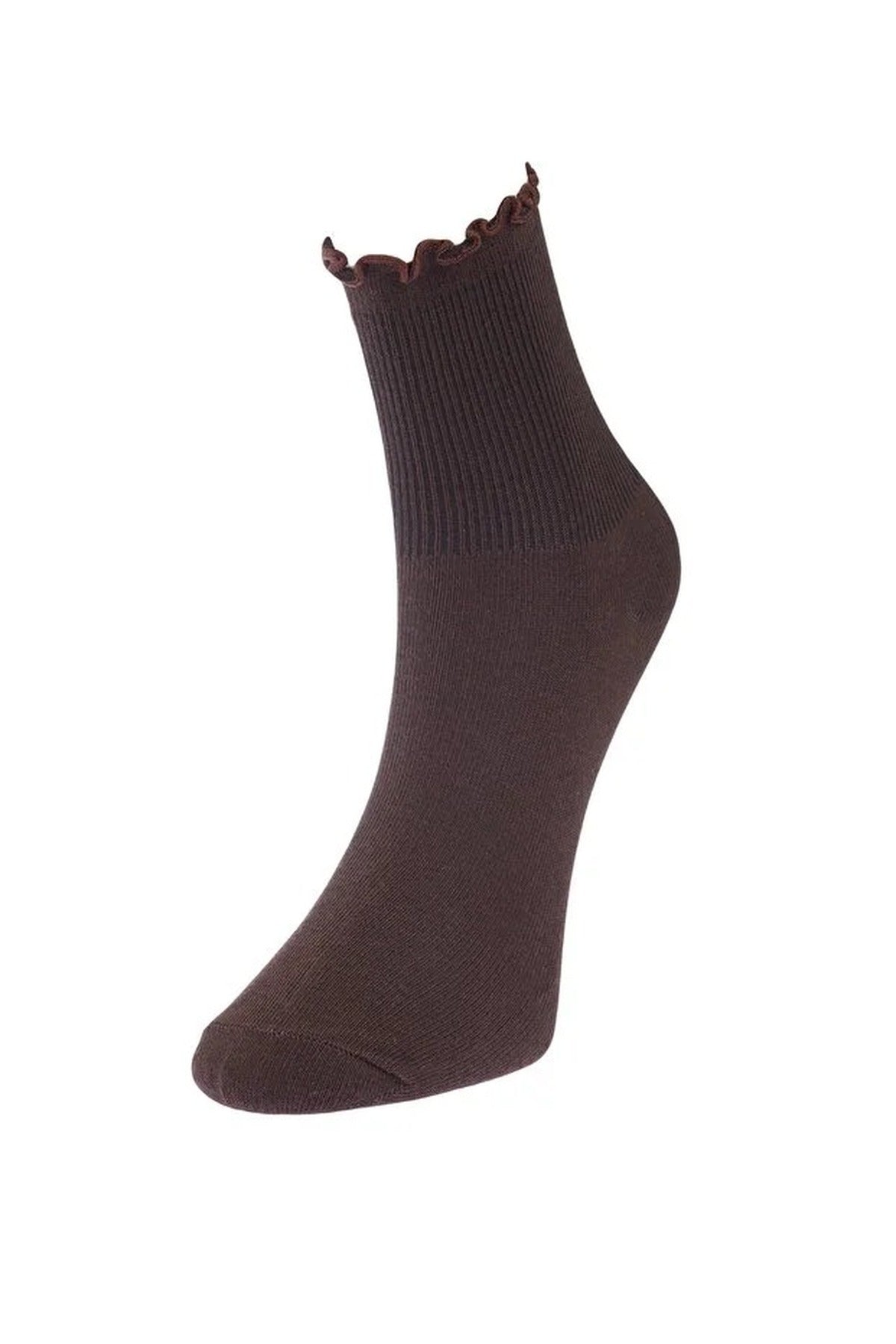 Multi Three Pack Cotton Ribbed Knit Socks with Lettuce Edge Detail, Image 4 of 5