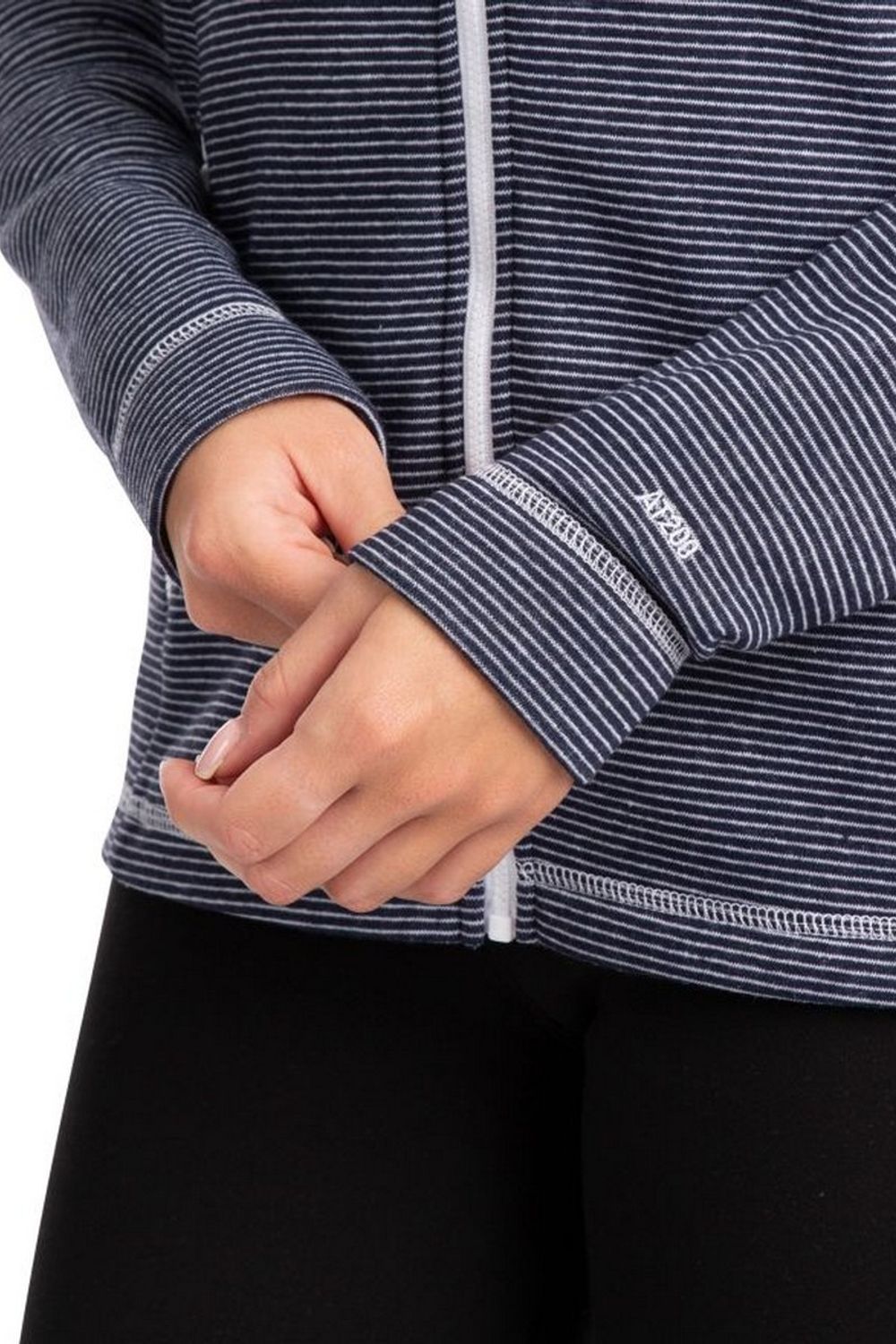 Navy Rootless Stripe Marl AT200 Fleece Jacket, Image 3 of 8