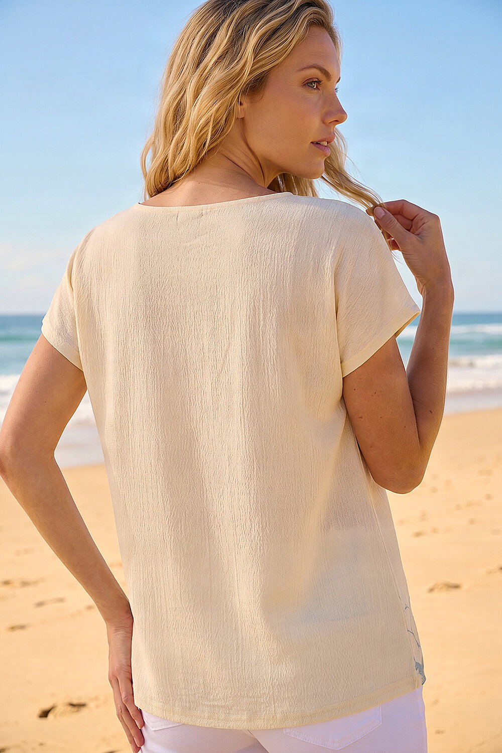 Cream Floral Print Embellished T-Shirt , Image 3 of 4