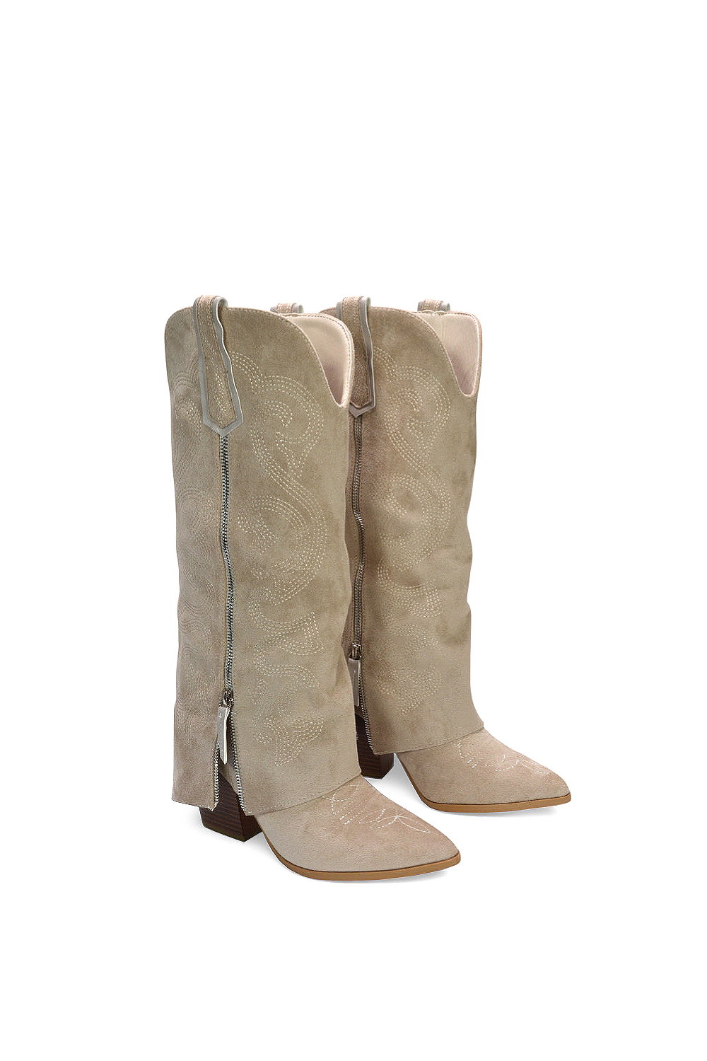 Stone XY LONDON Stone 'Evangeline' Knee High Western Cowboy Boots With Zip, Image 6 of 6