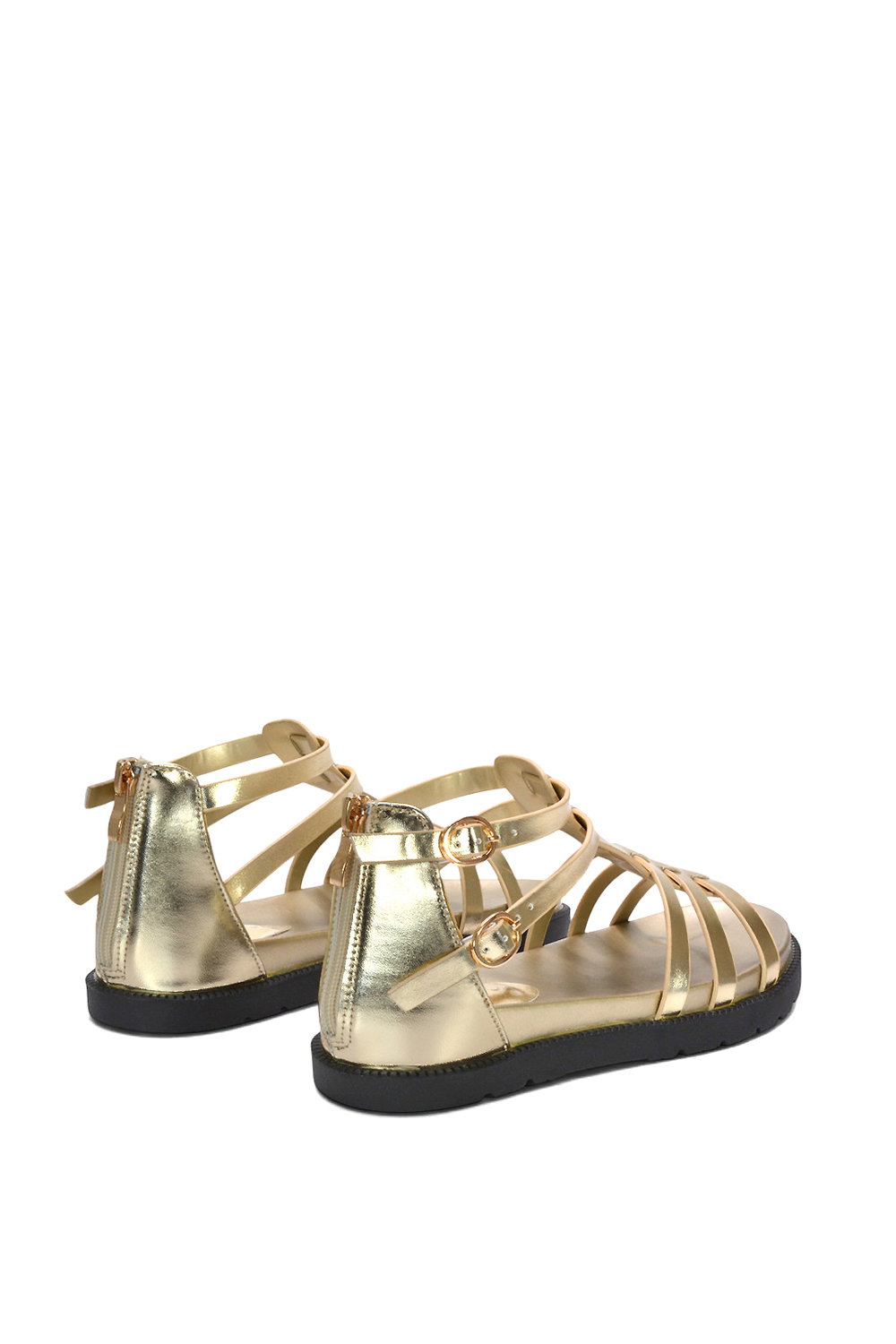 Gold XY LONDON Gold 'Haden' Flatform Gladiator Sandals With Chunky Sole, Image 4 of 6