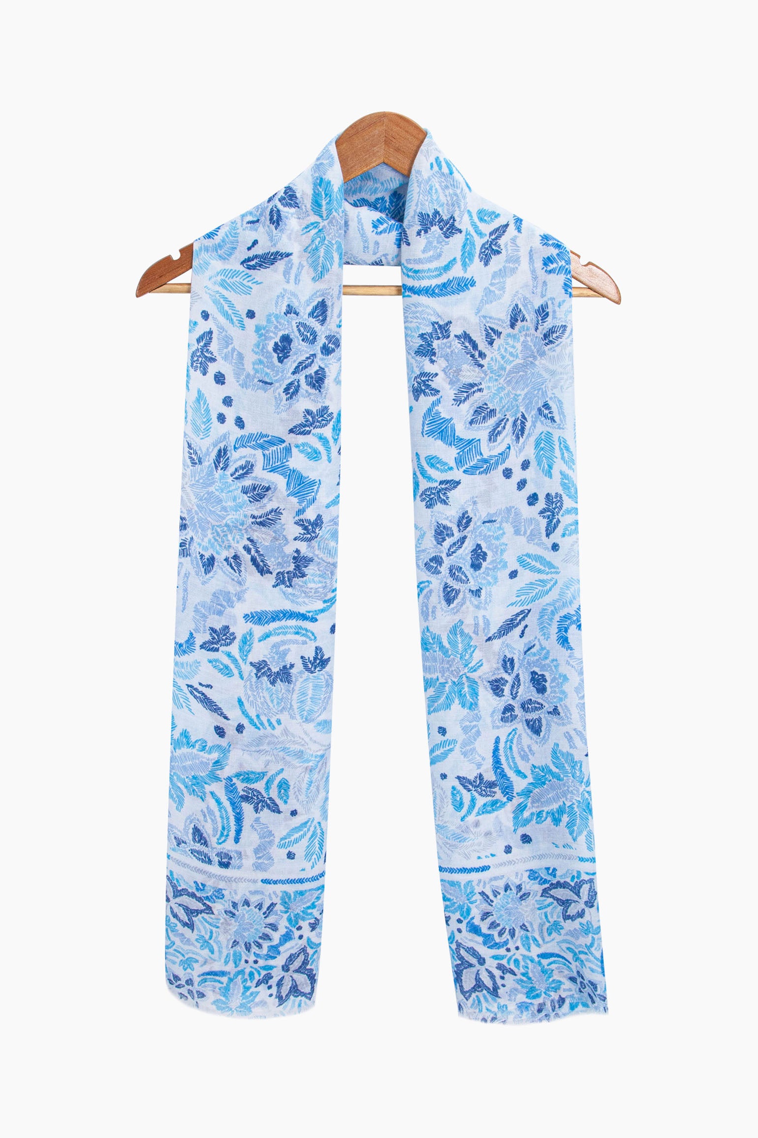 Blue Paisley Floral Lightweight Scarf, Image 5 of 5