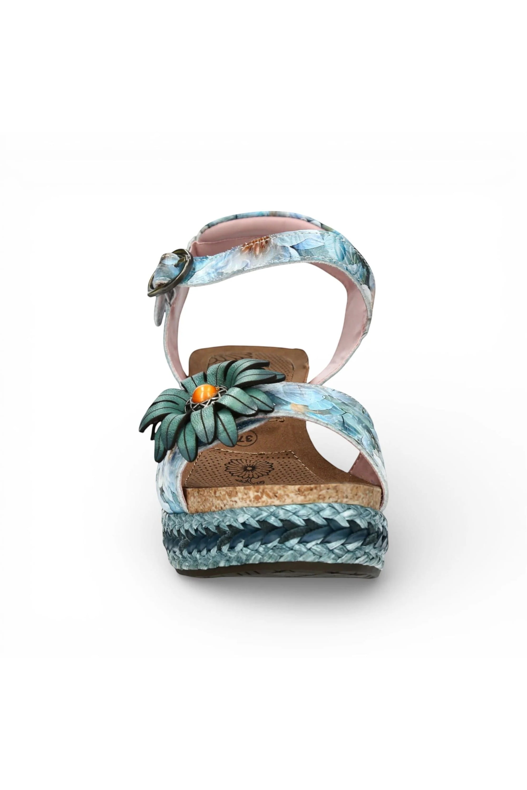 Blue Womens Durable Wedge Sandals-FACYO-75, Image 4 of 7