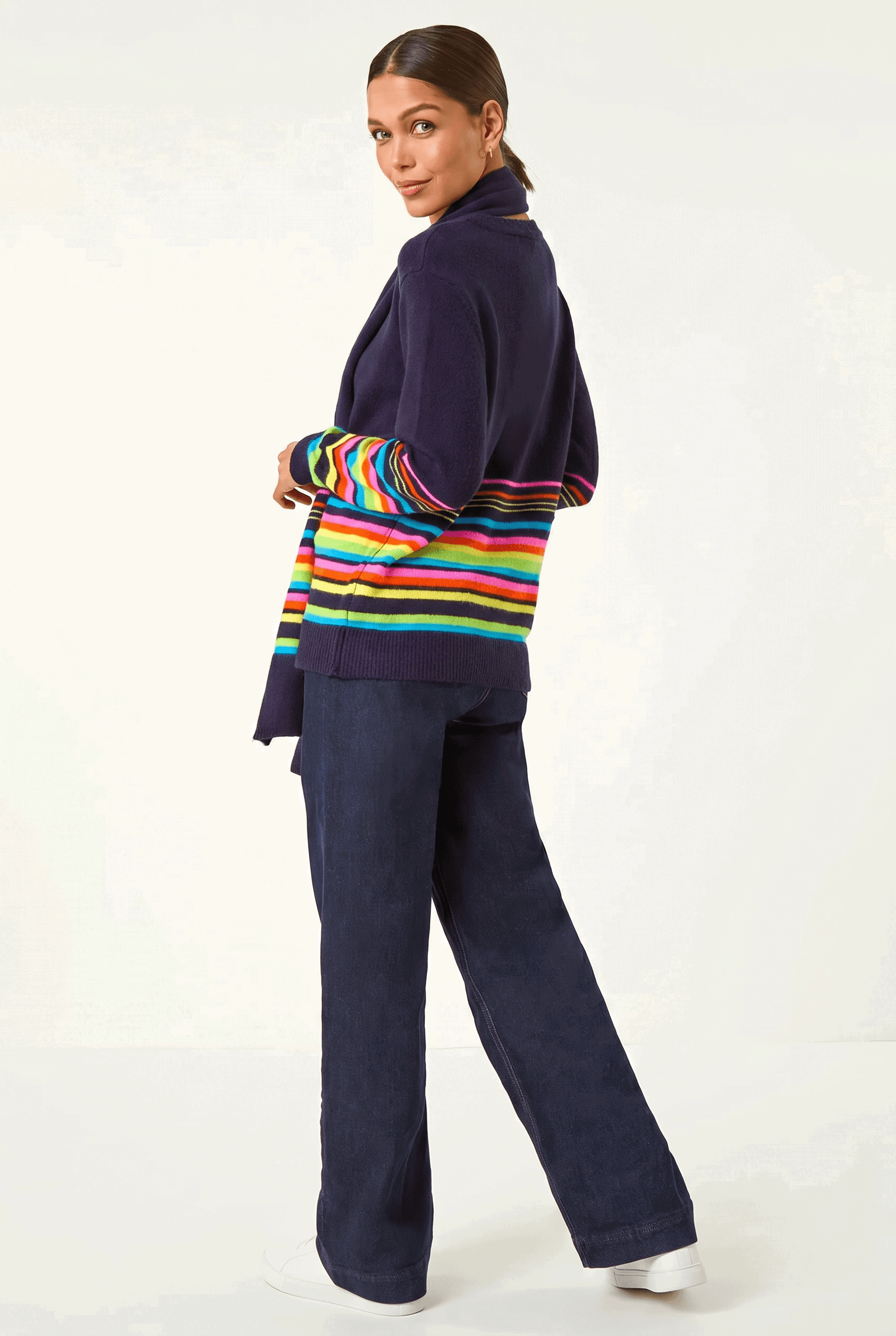 Multi Border Stripe Scarf Knit Jumper, Image 3 of 5