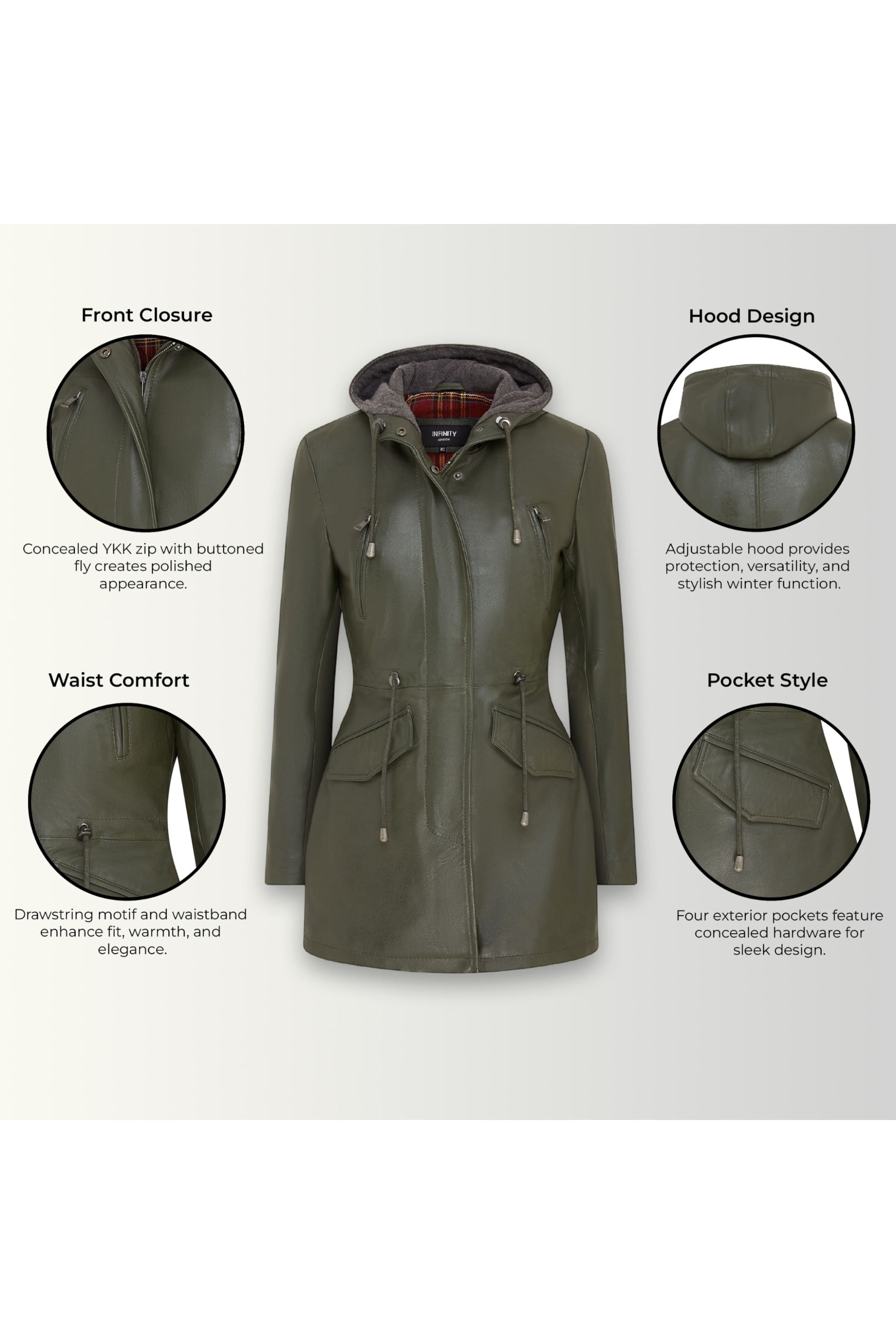 Green Hooded Parka Jacket-Oakengates, Image 3 of 5