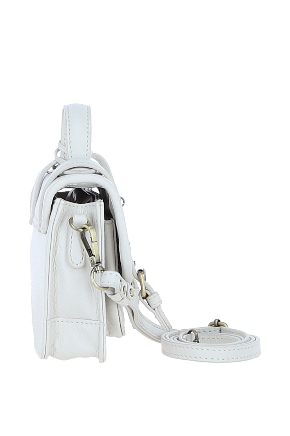 White Stylish Real Leather Small Satchel Bag, Image 4 of 4