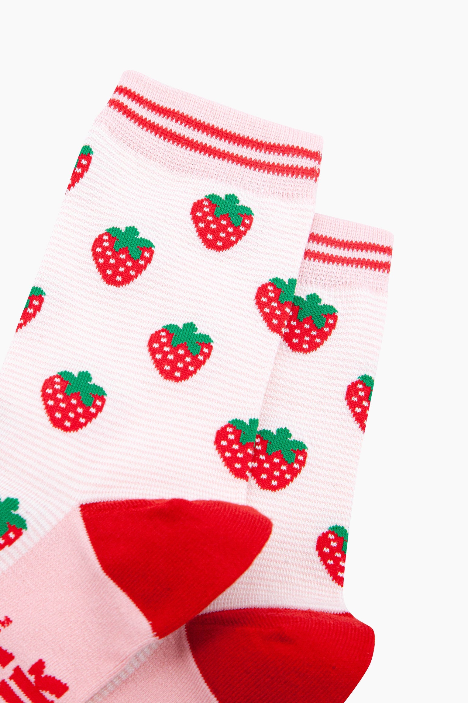 Light Pink Strawberries Bamboo Socks in Light Pink, Image 2 of 4