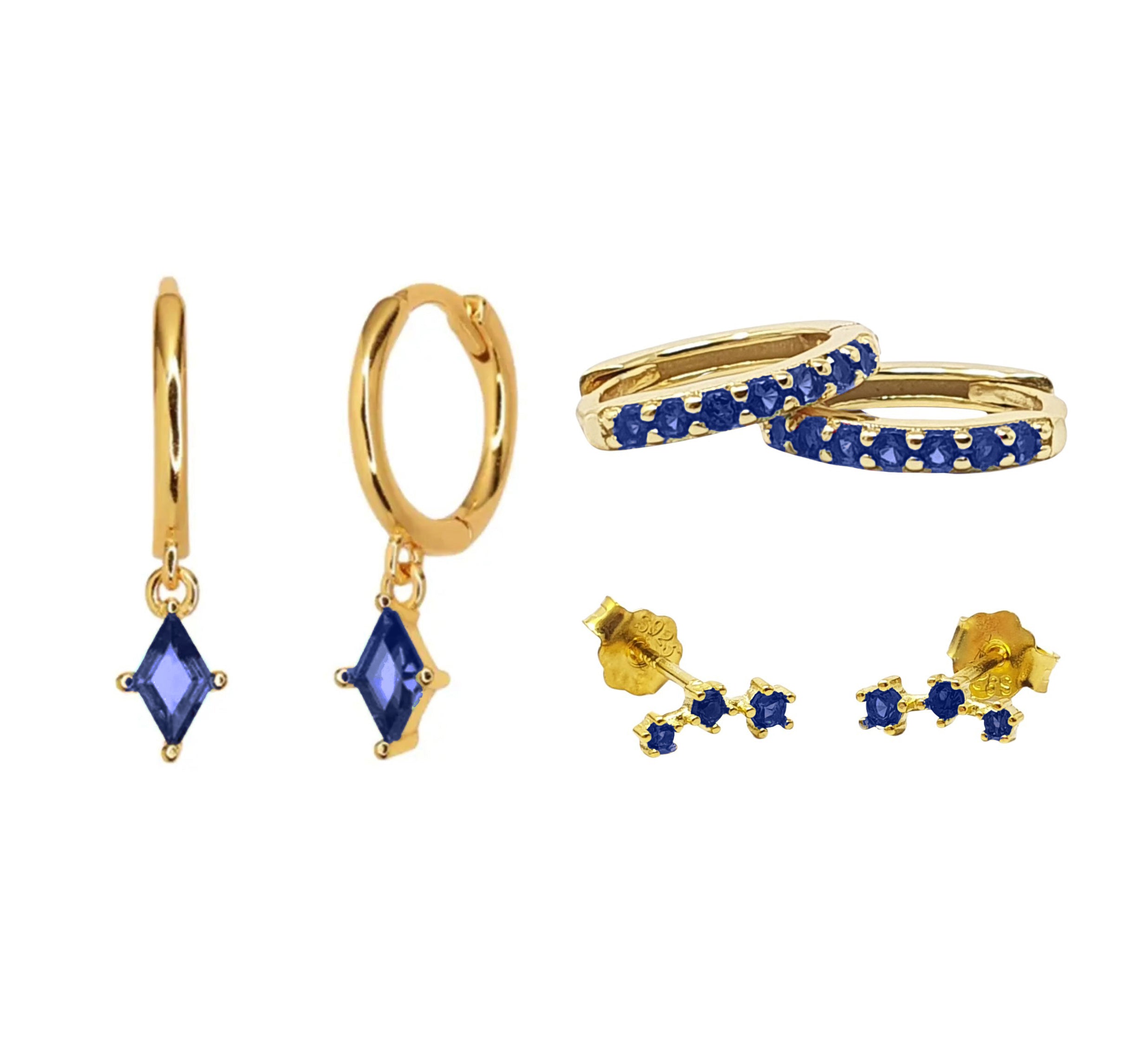 Blue Sapphire September Birthstone Earrings Gift Set For Her