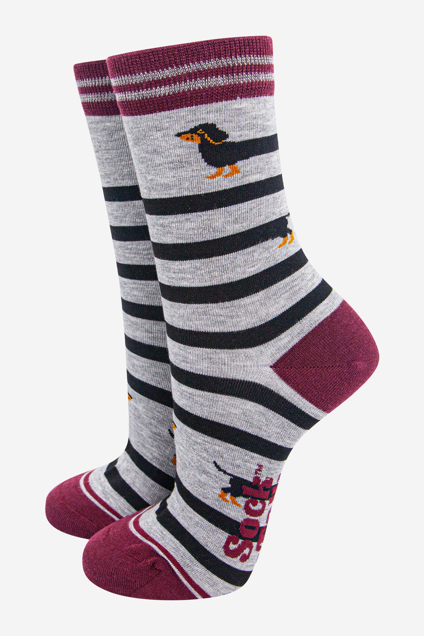 Blue Winding Sausage Dogs Funny Bamboo Socks