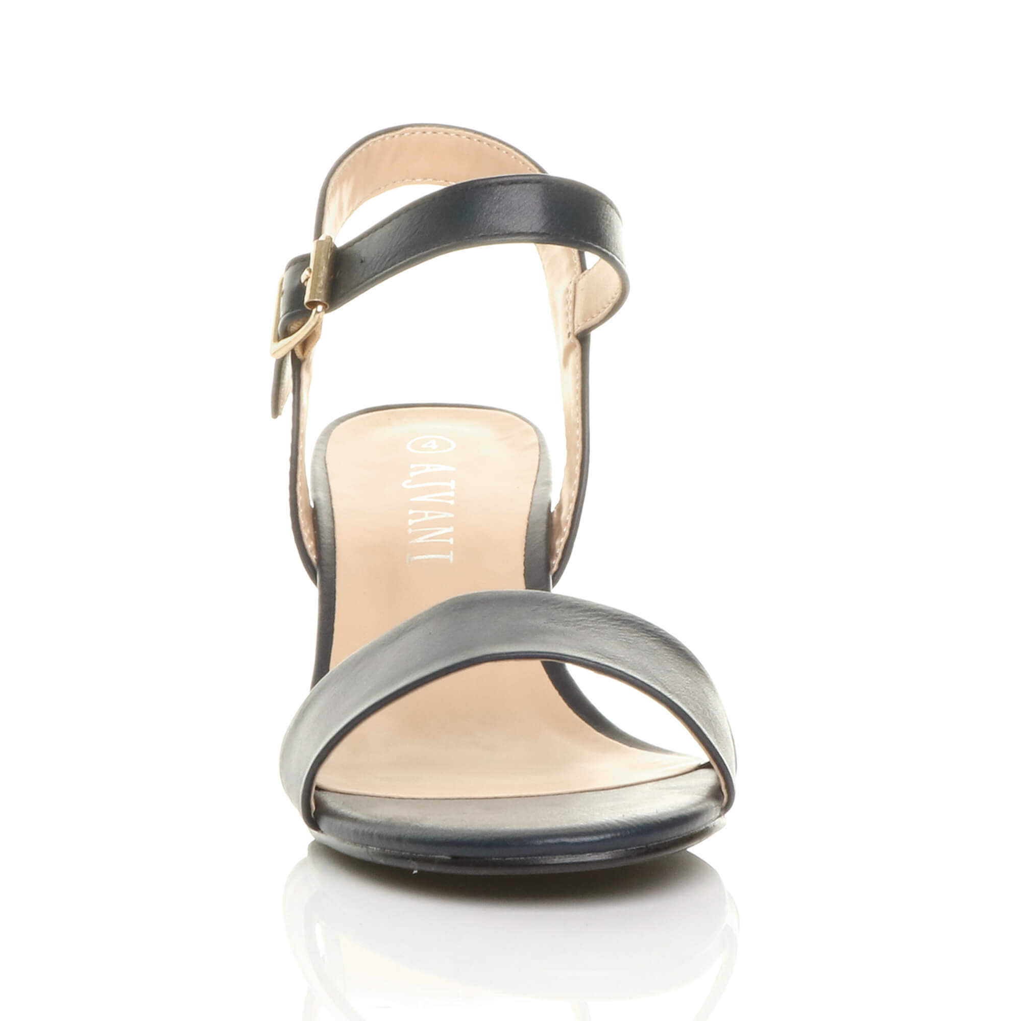 Navy Blue AJVANI Navy Blue Mid Block Heel Strappy Sandals, Image 6 of 6