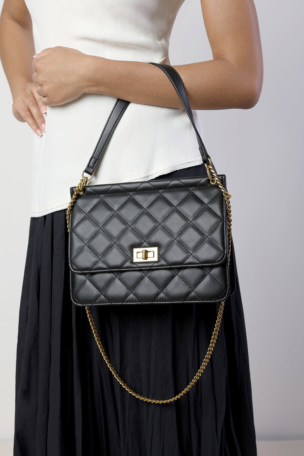 Black Arisbeth Quilted Cross Body Shoulder Bag, Image 6 of 6