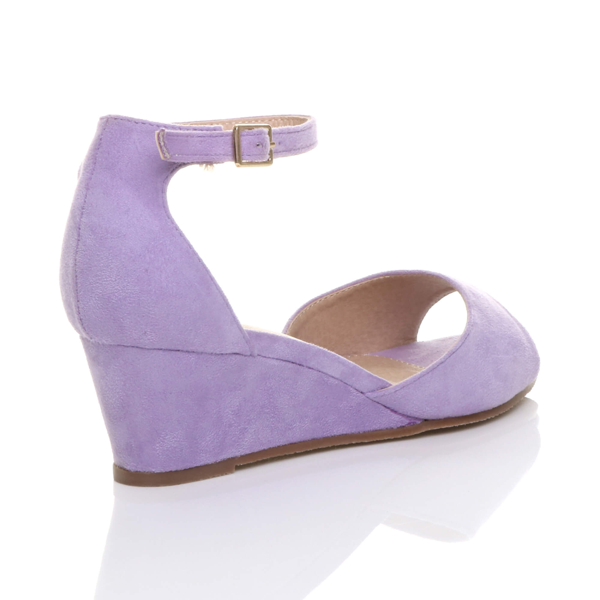 Lilac AJVANI Lilac Mid Wedge Heel Ankle Strap Sandals, Image 4 of 5