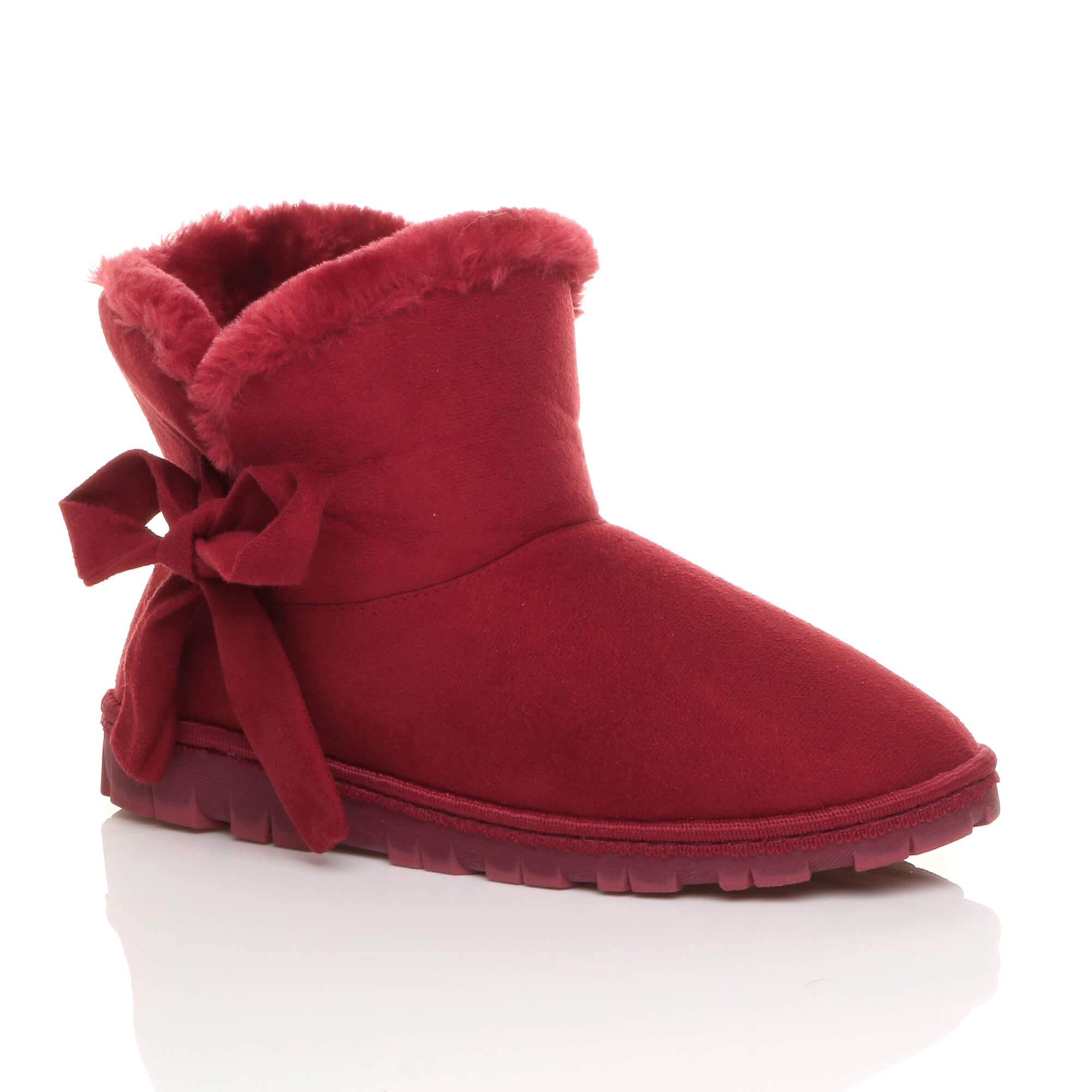 Bordeaux AJVANI Bordeaux Faux Fur Lined Ankle Boots Slippers, Image 1 of 6