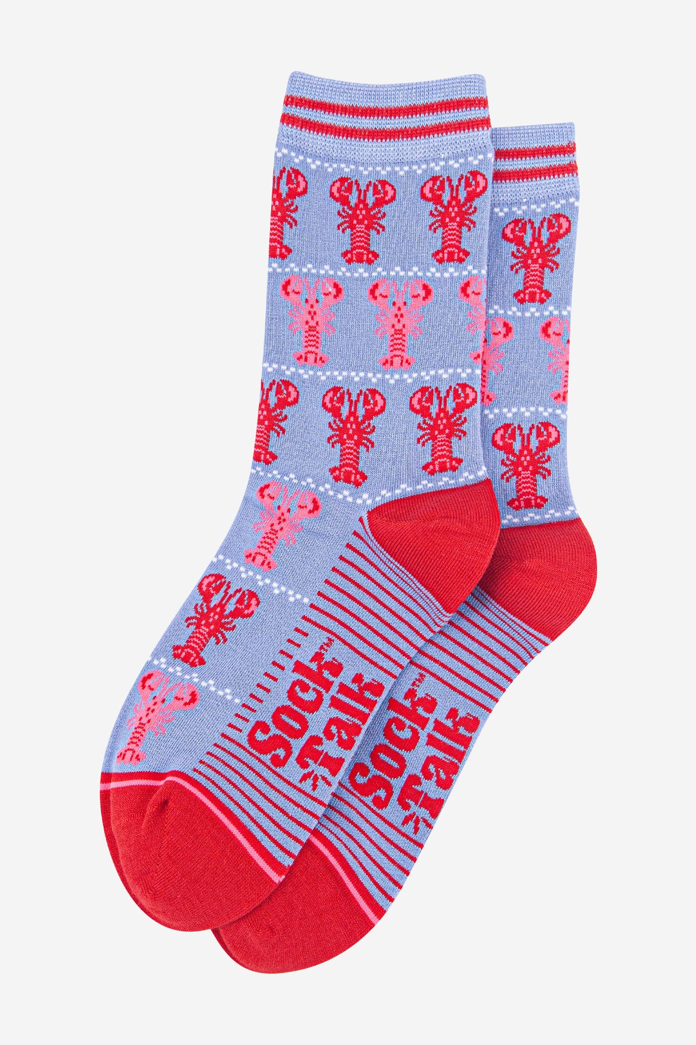 Blue Fair Isle Love Heart Lobsters Bamboo Ankle Socks, Image 2 of 4