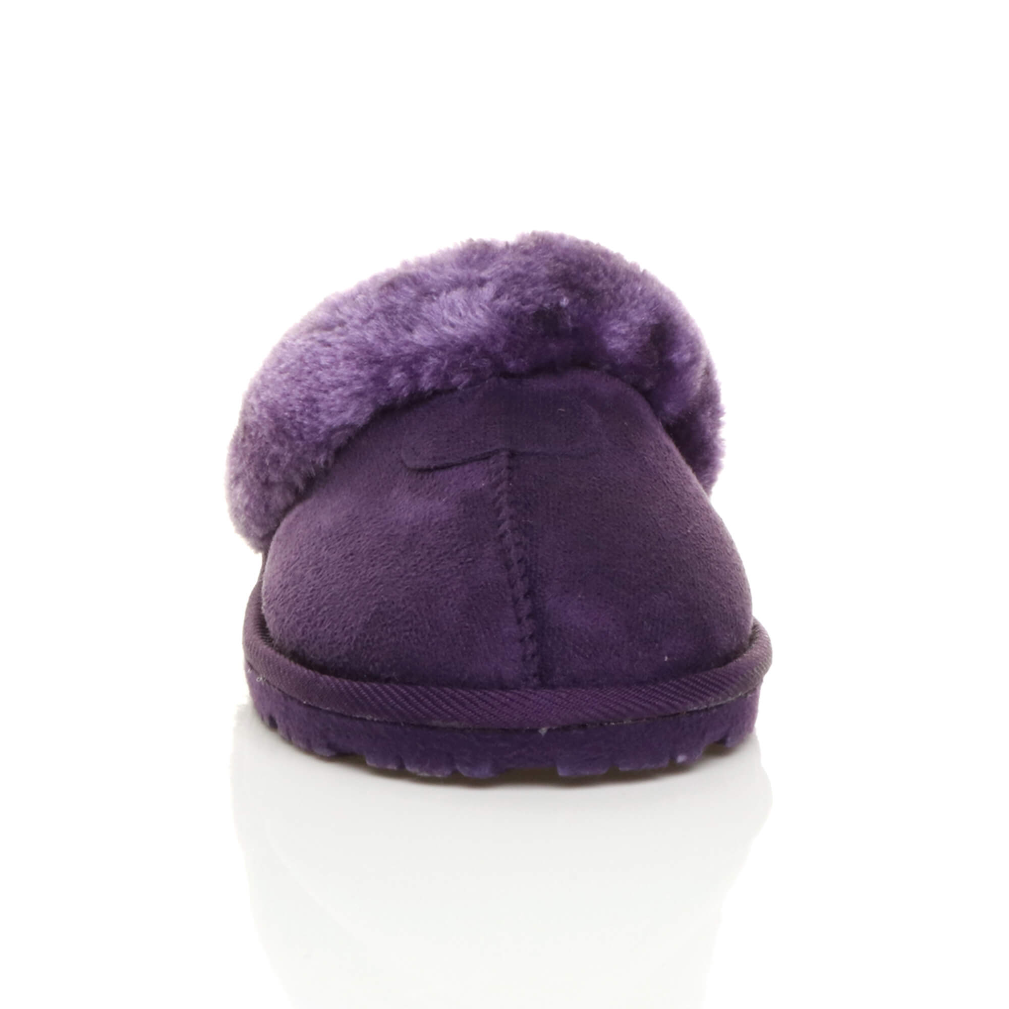 Purple Faux Fur Lined Slip On Memory Foam Mules Slippers, Image 5 of 5