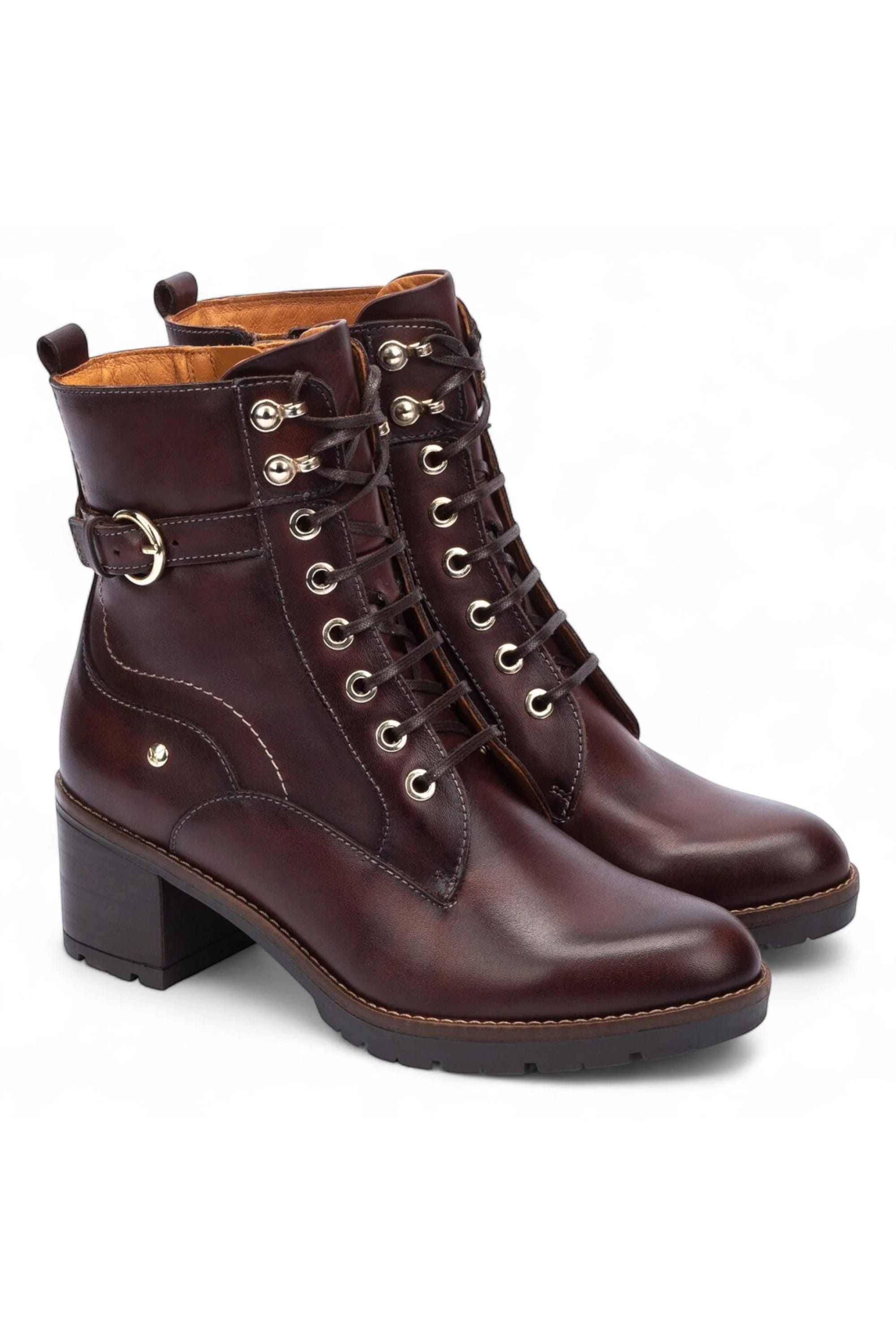 Brown Women’s Combat Ankle Boots -W7H-8510, Image 2 of 7