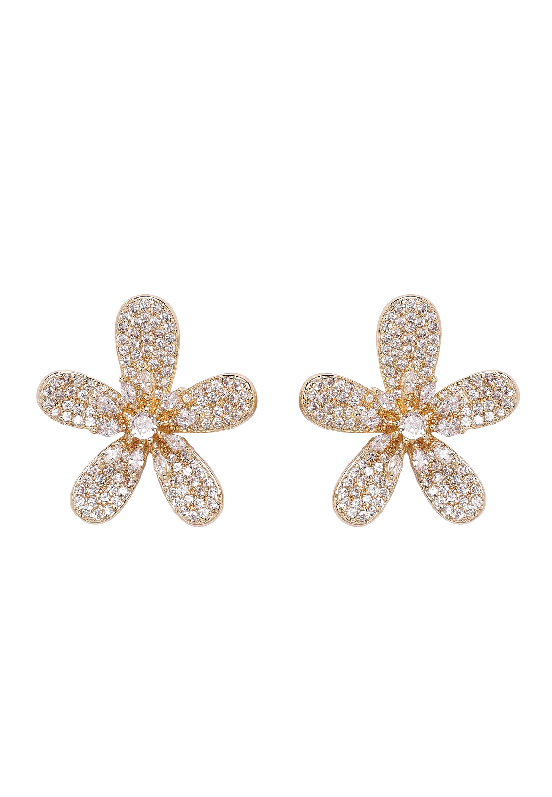 Metallic Blossoming Floral Stud Earrings