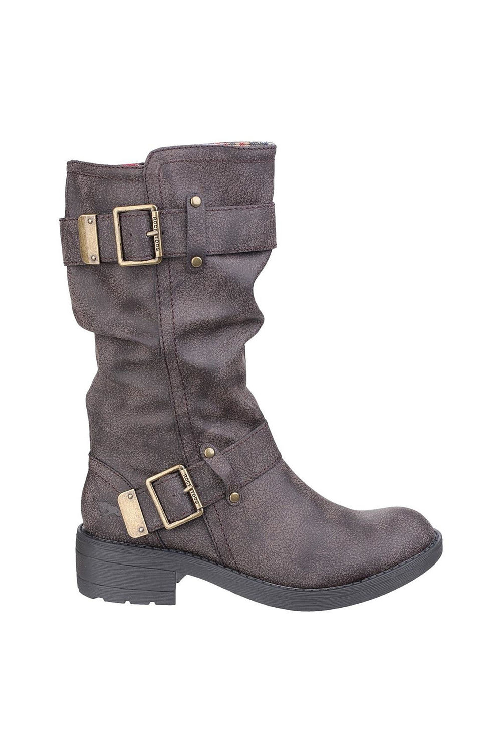 Brown Trumble Faux Leather Biker Boots, Image 2 of 2