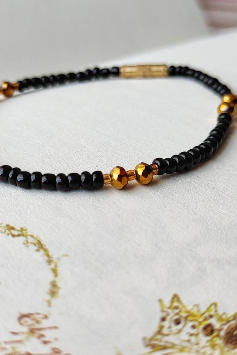 Gold Bead Nazar Mangalsutra Bracelet, Image 2 of 2