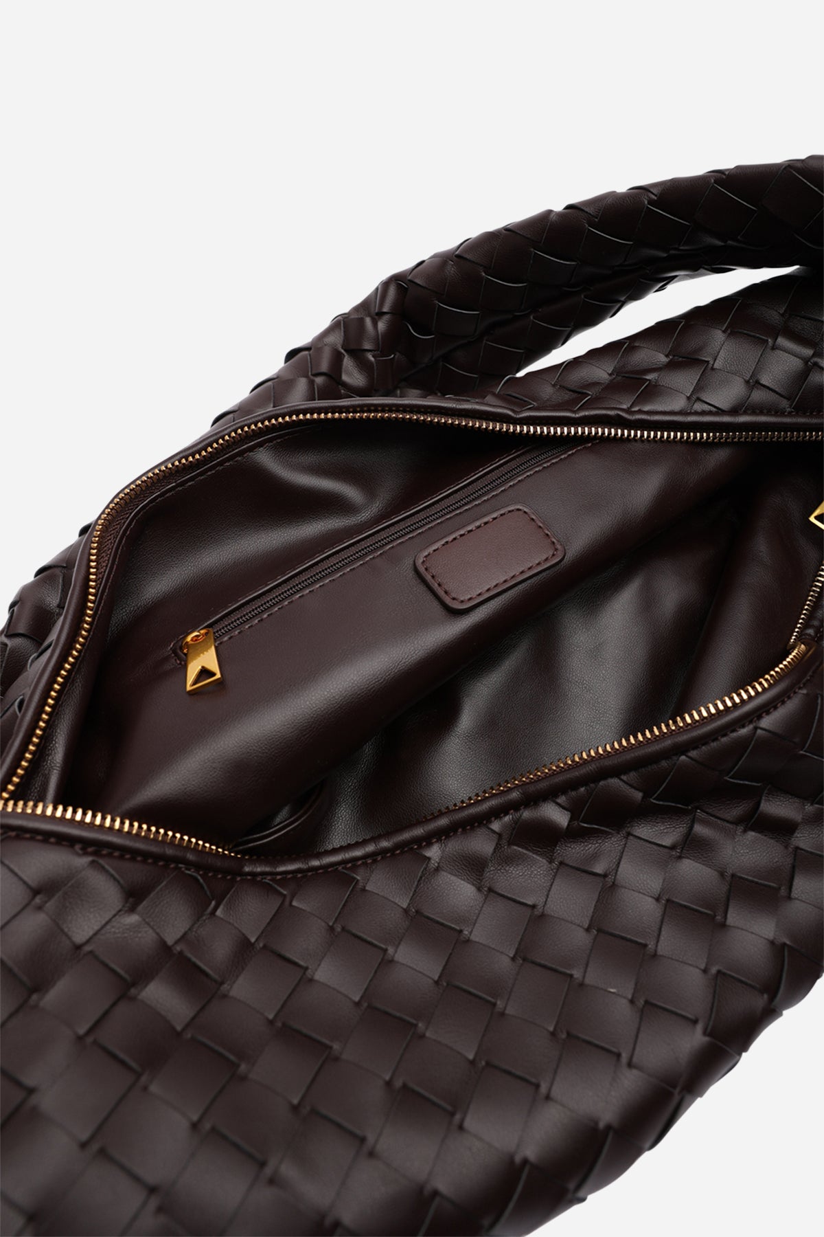 Brown Aqua Knotted Strap Woven Shoulder Bag, Image 4 of 5