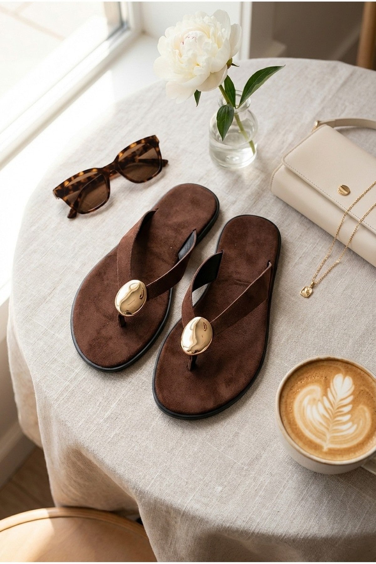 Multi iKrush Multi Thea Womens Gold Trim Thong Flat Sandals, Image 3 of 7