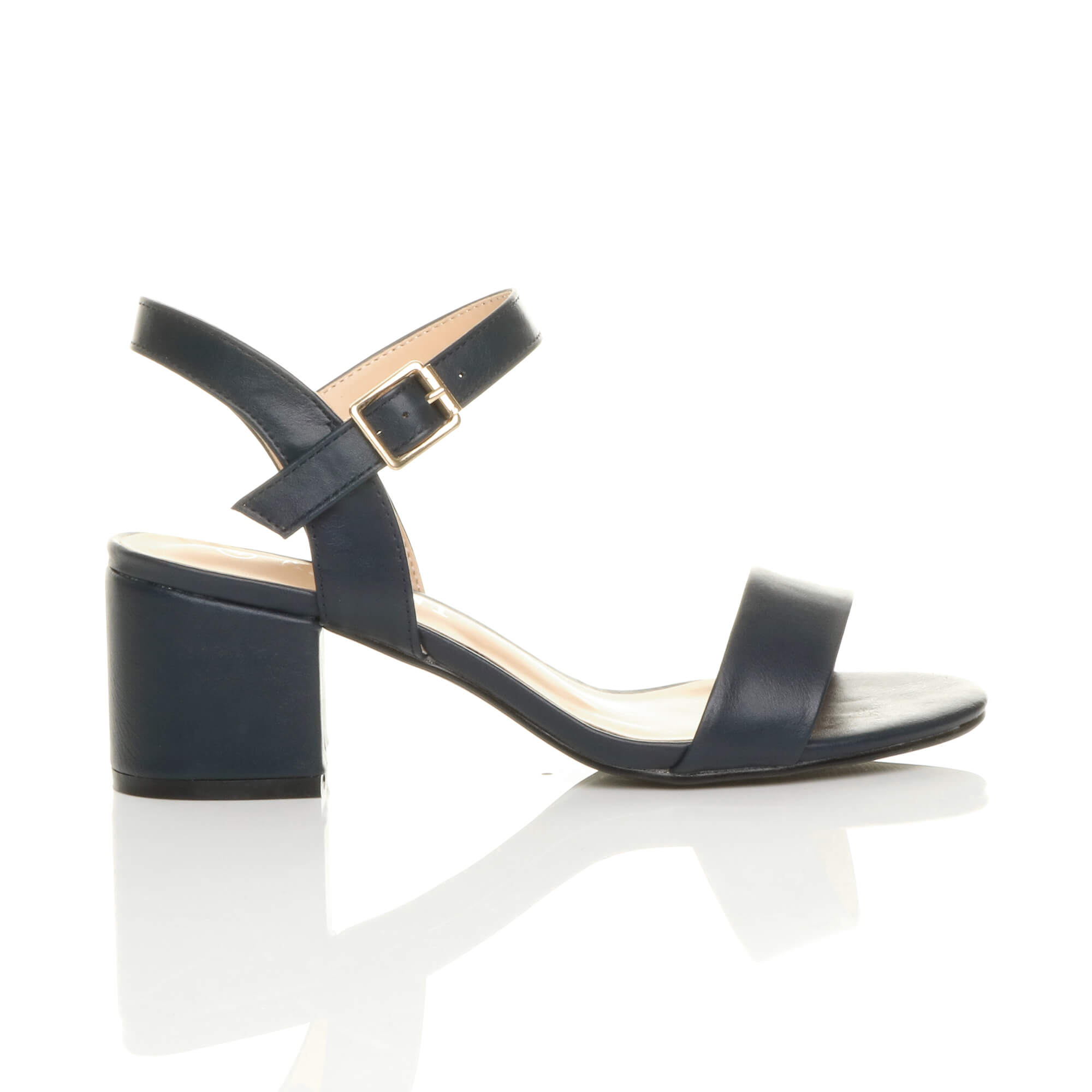 Navy Blue AJVANI Navy Blue Mid Block Heel Strappy Sandals, Image 2 of 6