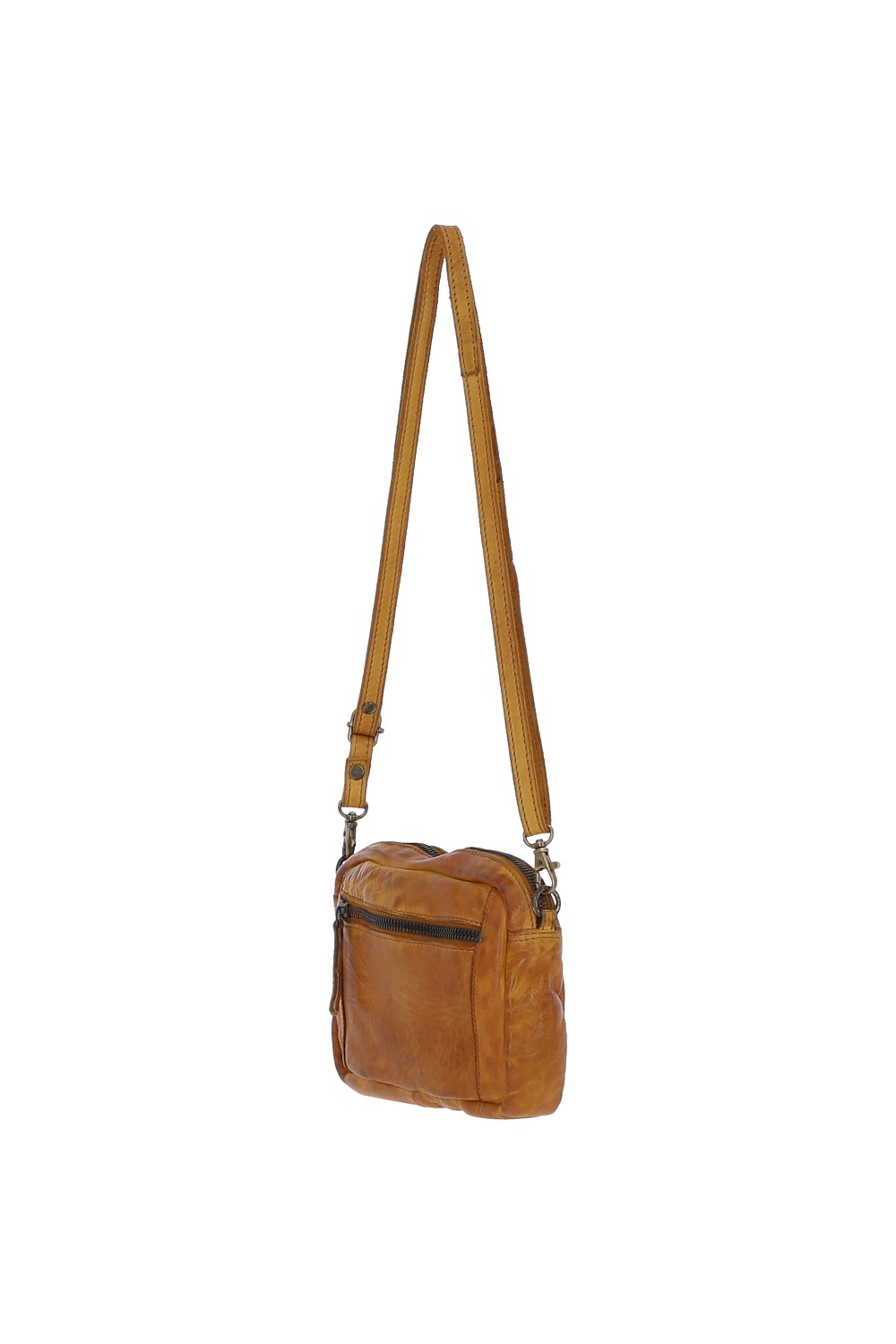 Yellow Real Leather Vintage Cross Body Bag, Image 3 of 5