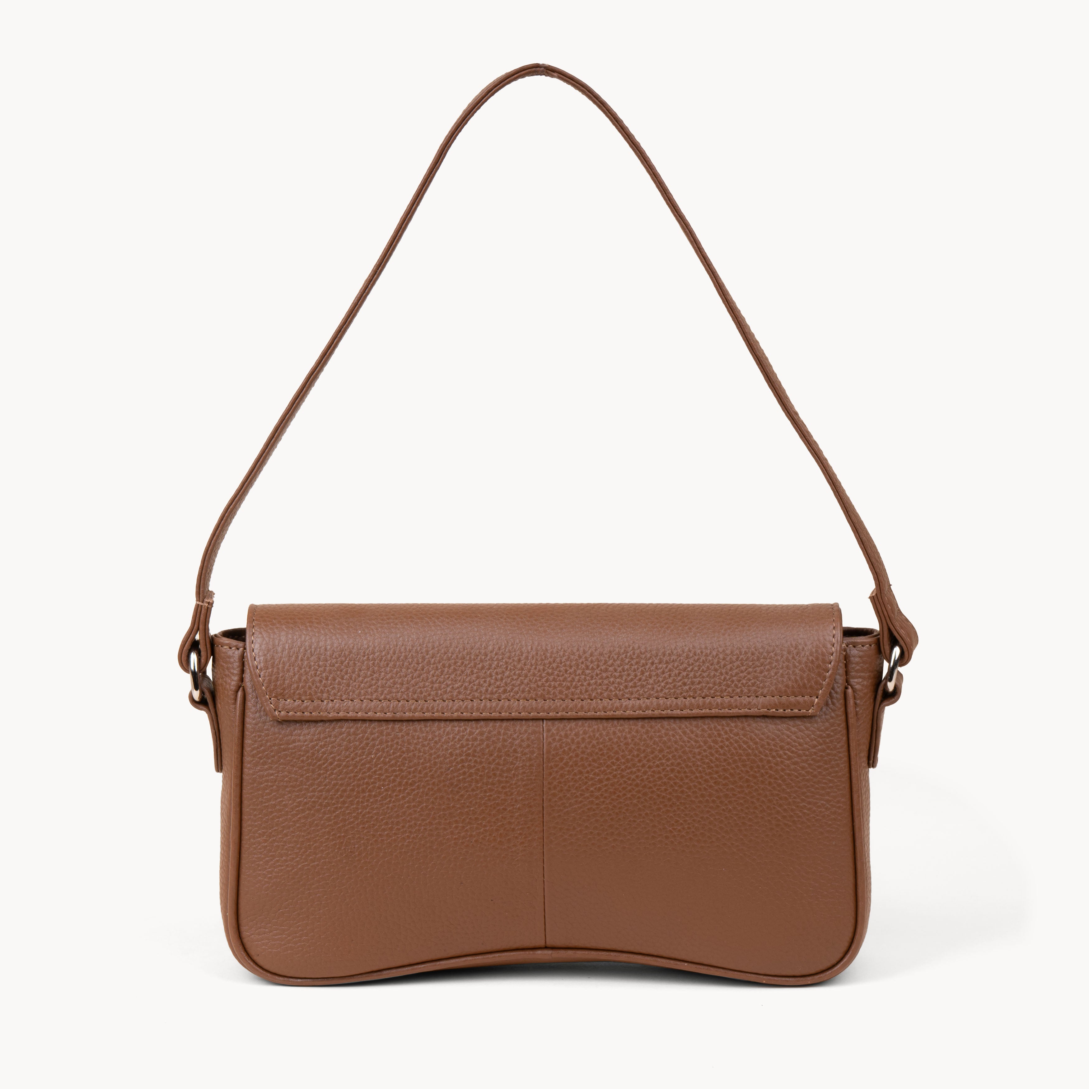 Tan 'BEVERLY' Pebble Grain Real Leather Shoulder Bag, Image 4 of 4