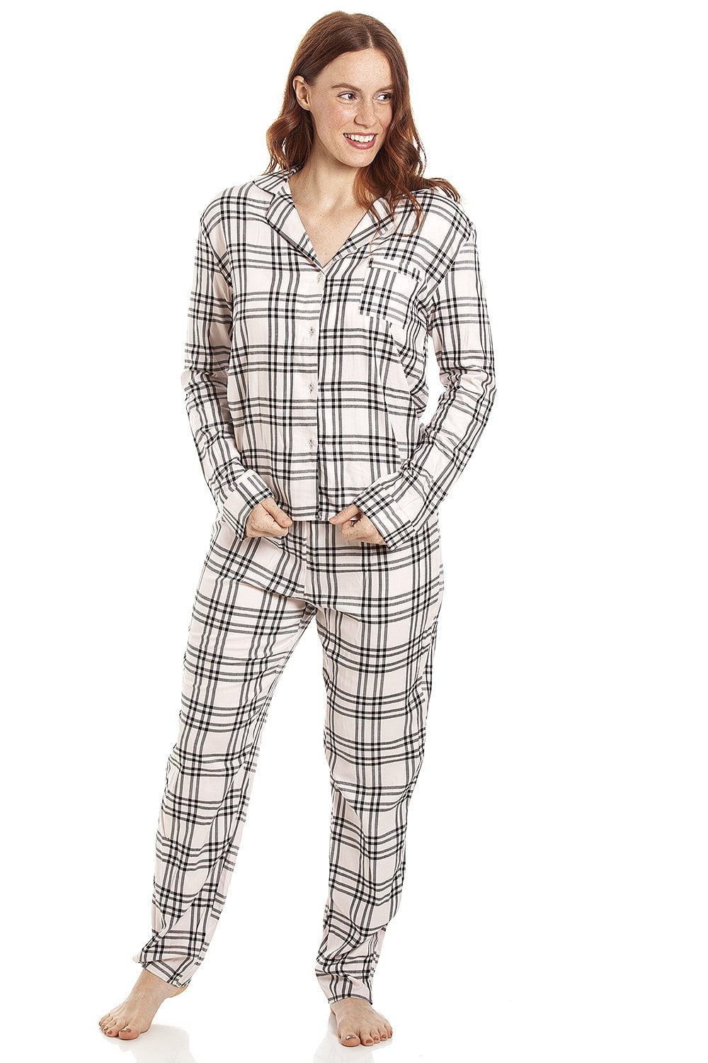 Light Pink Two Piece Checkered Pyjama Set, Image 1 of 4