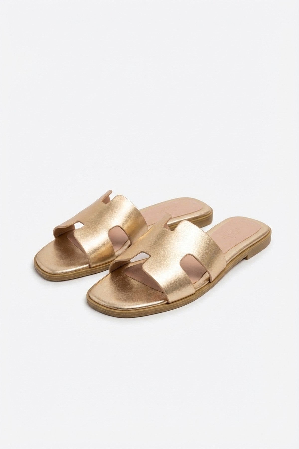Gold iKrush Gold Aria Womens H-Strap Flat Slide Sandals, Image 6 of 8