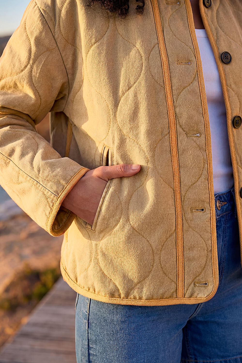 Stone Cotton Twill Quilted Jacket , Image 5 of 4