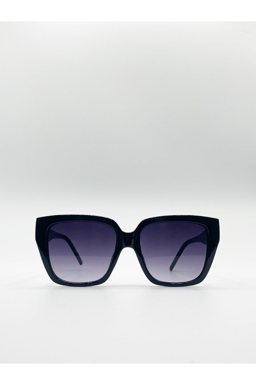 Black SVNX Black Oversized Plastic Frame Cateye Sunglasses, Image 1 of 6