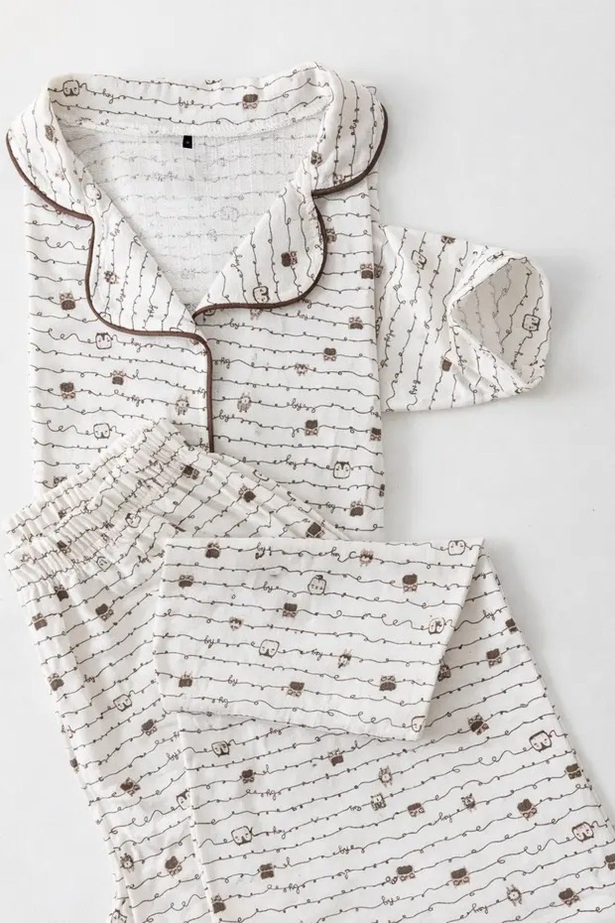 Multi Animal Print Piped Revere Collar Long Sleeve Pyjama Set, Image 2 of 3