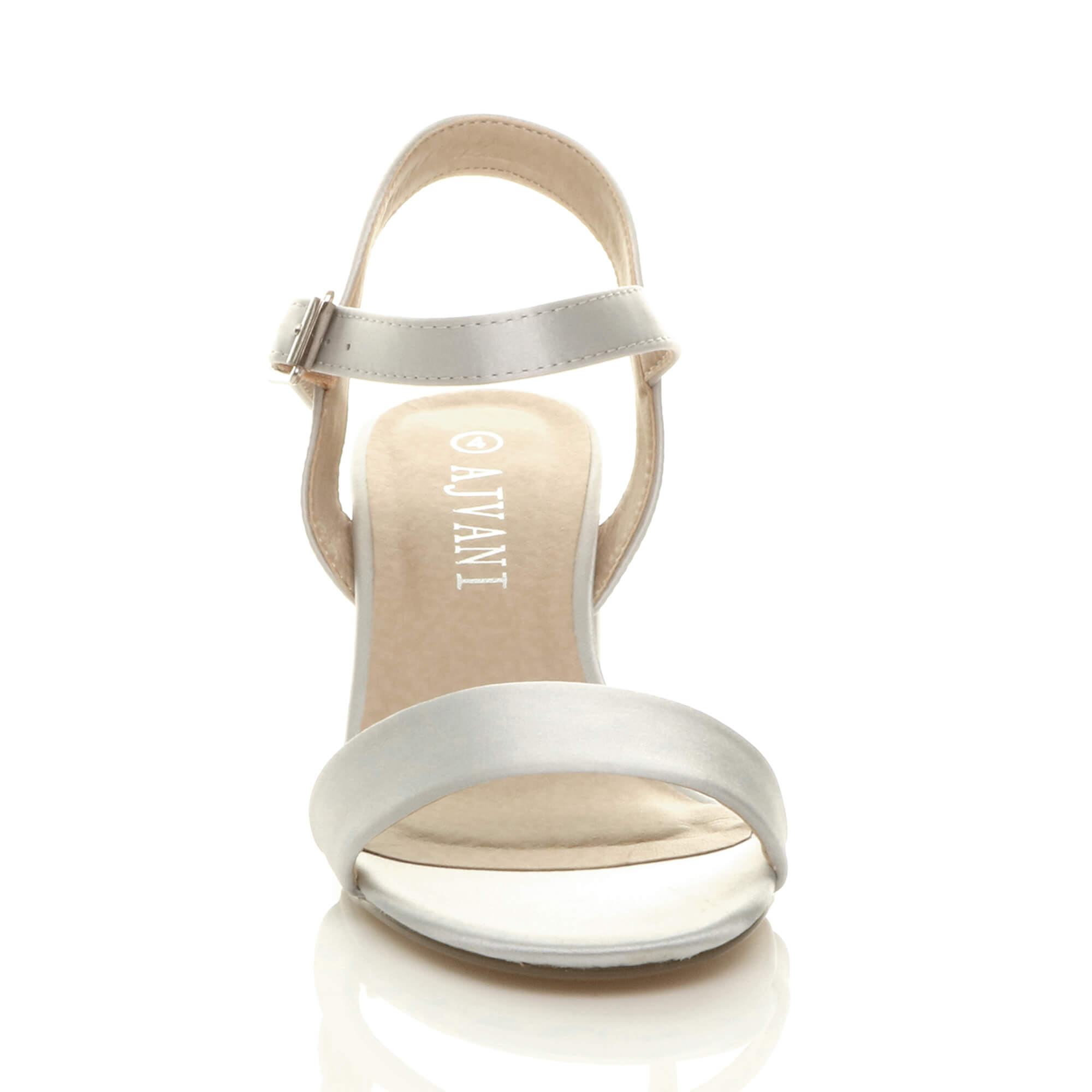 Silver AJVANI Silver Mid Block Heel Buckle Strappy Sandals, Image 6 of 6
