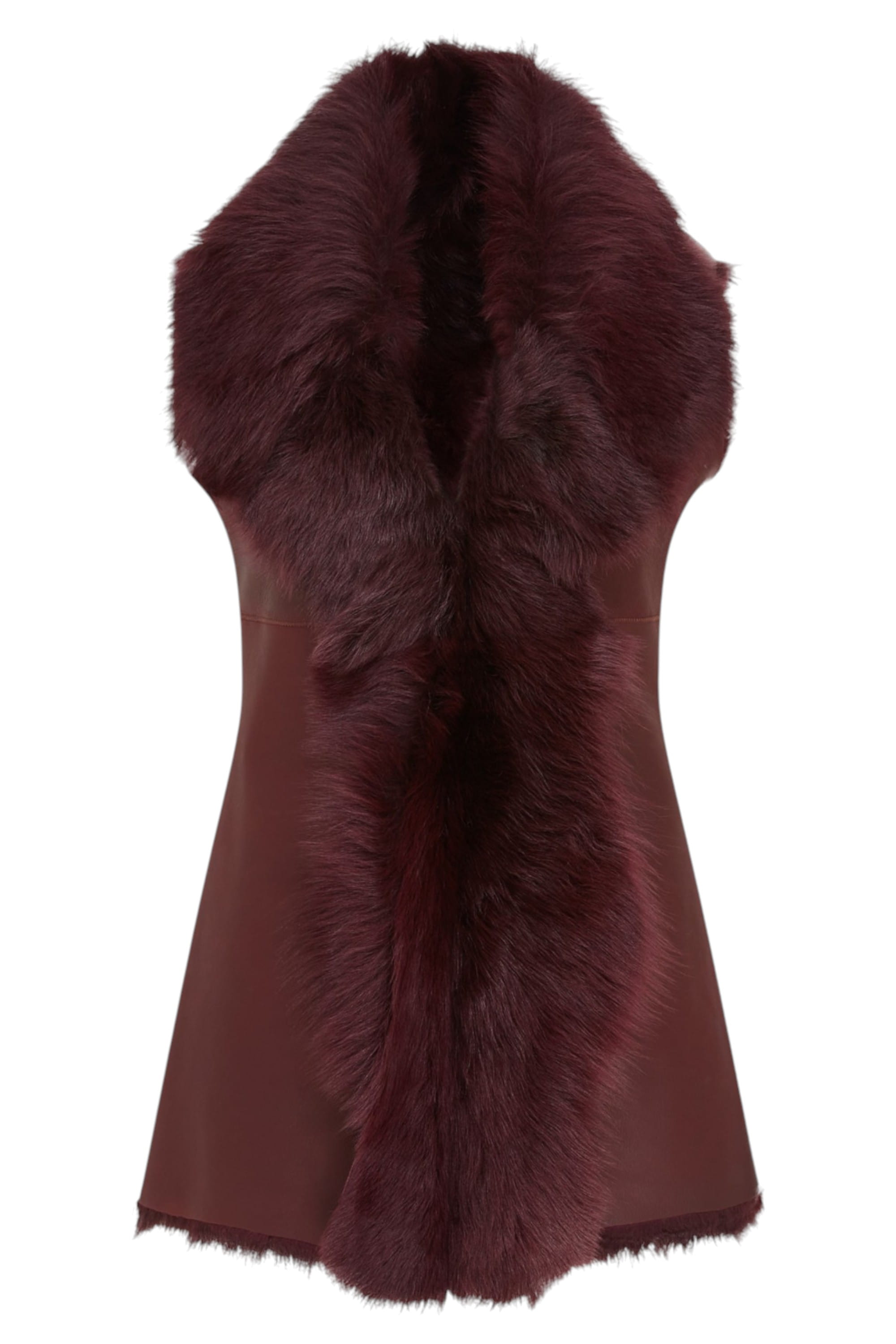 Burgundy Toscana Shearling Sheep Leather Gilet, Image 1 of 6