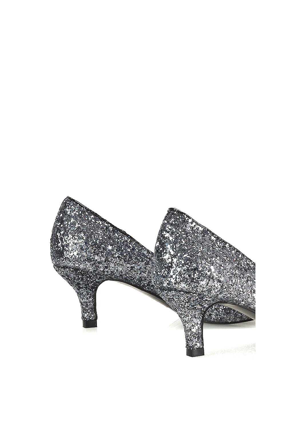 Black XY LONDON Black 'Gwyneth' Pointed Toe Mid Stiletto Kitten Heel Court Shoes, Image 2 of 4