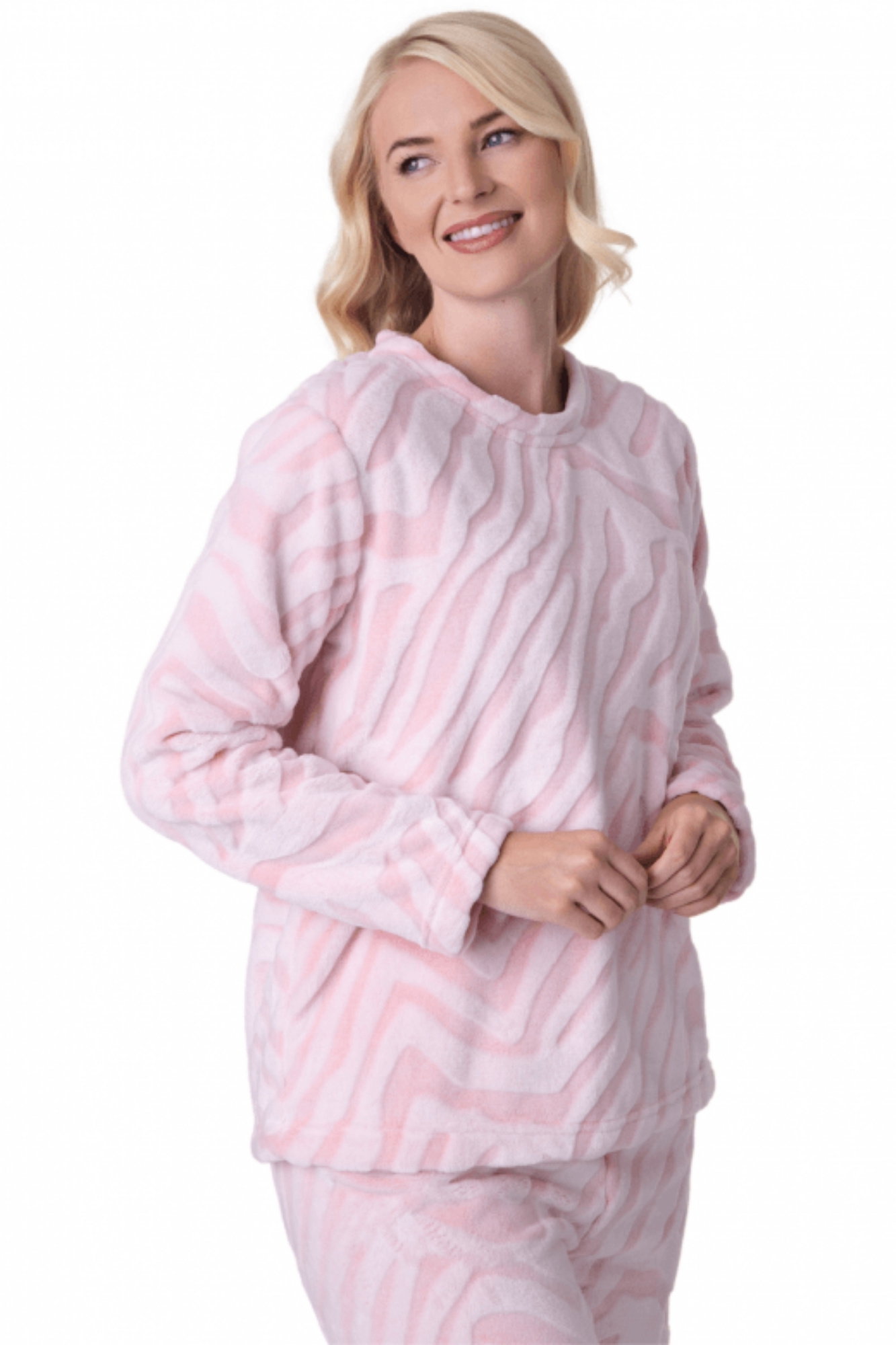 Pink Camille Lingerie Pink Supersoft Printed Full Length Pyjama Set, Image 5 of 5