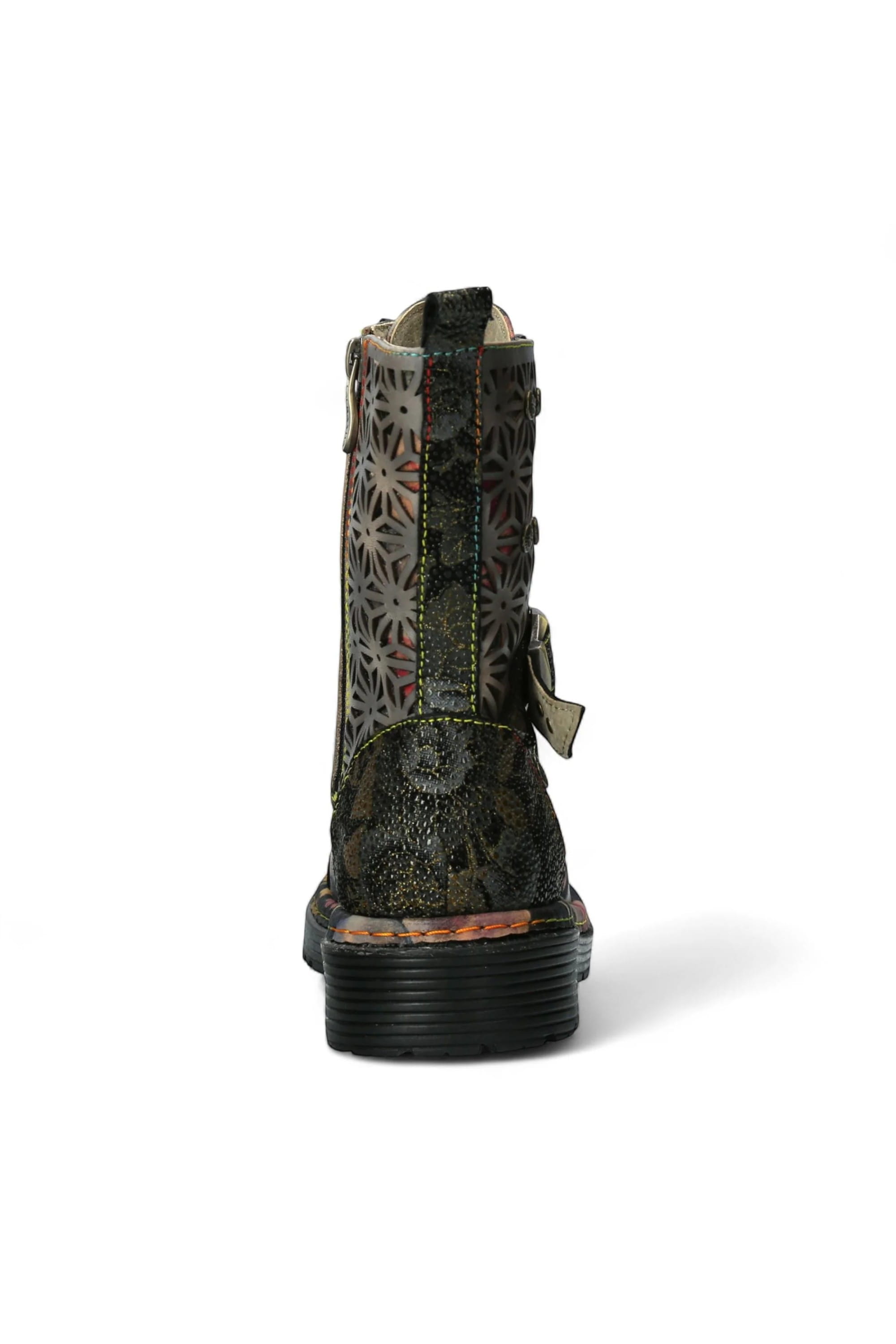 Black Womens Gothic Ankle High Boots-INCAS-036, Image 6 of 7