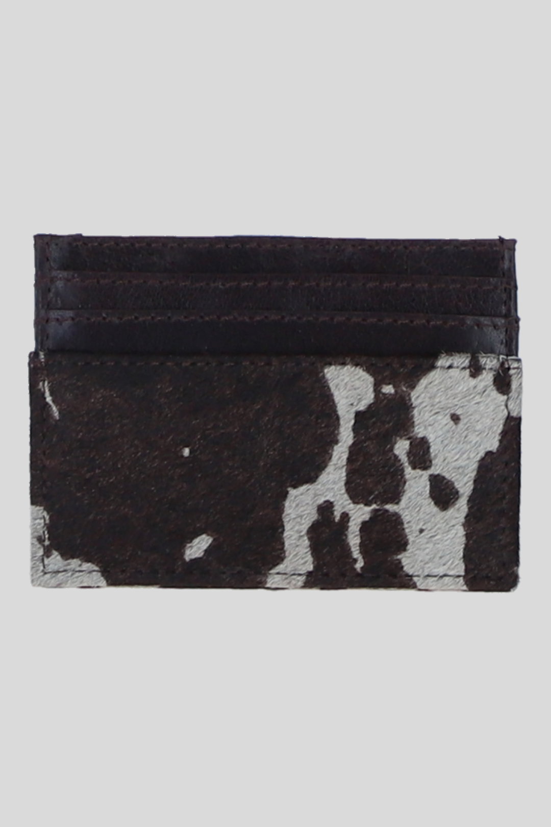 Brown Real Leather Hair-on-Hide Cow Print Card Holder Wallet, Image 3 of 3