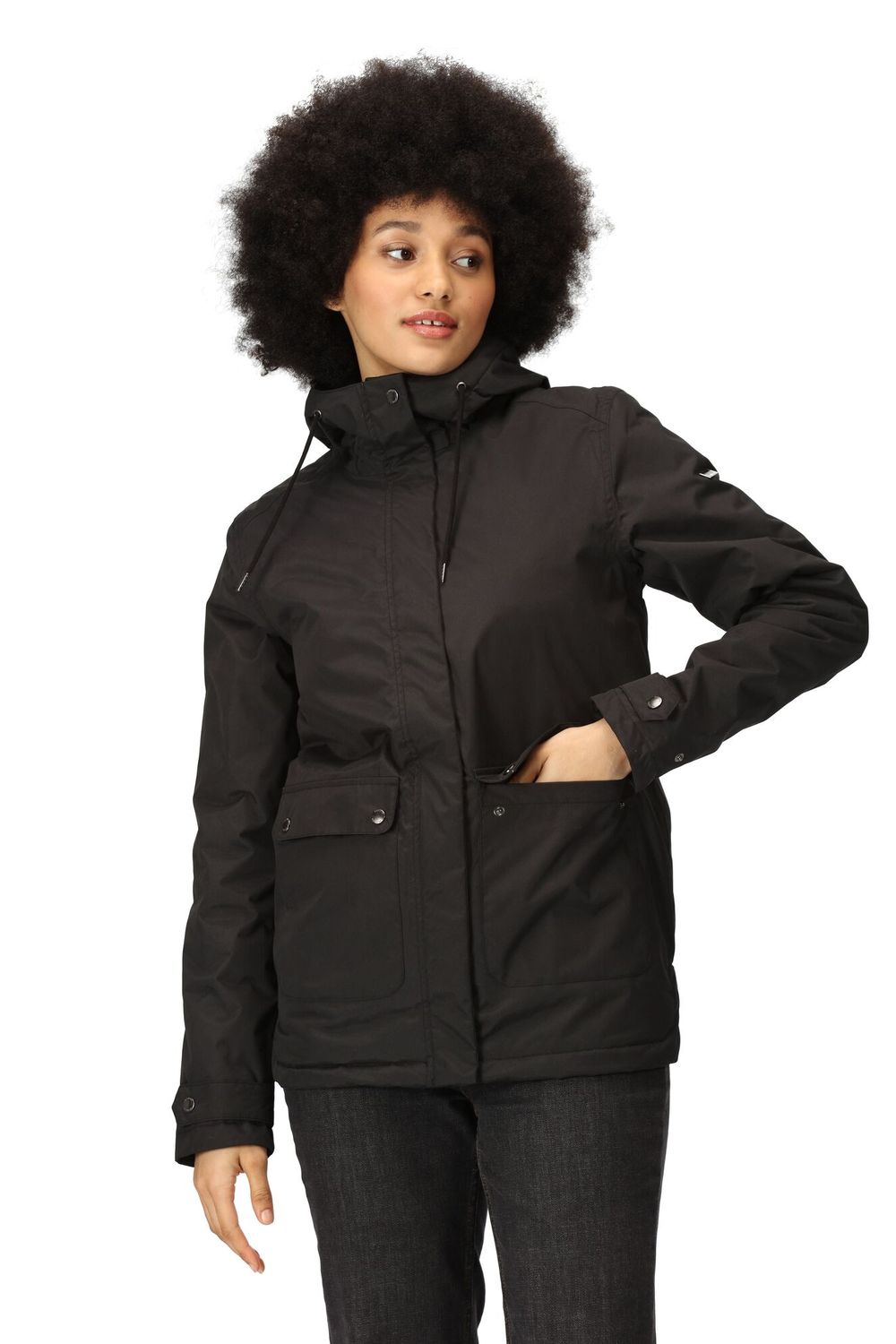 Black Regatta Black Broadia Waterproof Jacket, Image 3 of 5
