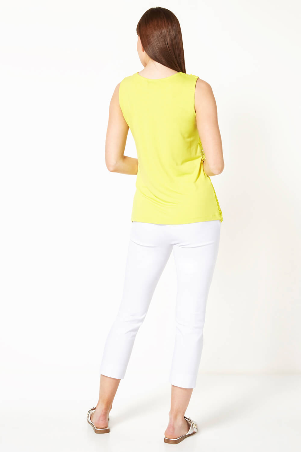 Yellow Lace Front Jersey Top, Image 4 of 5