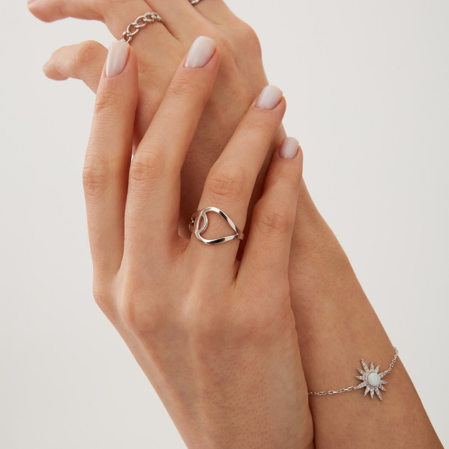 Silver Intercepting Circles Sterling Silver Statement Signature Ring, Image 2 of 4
