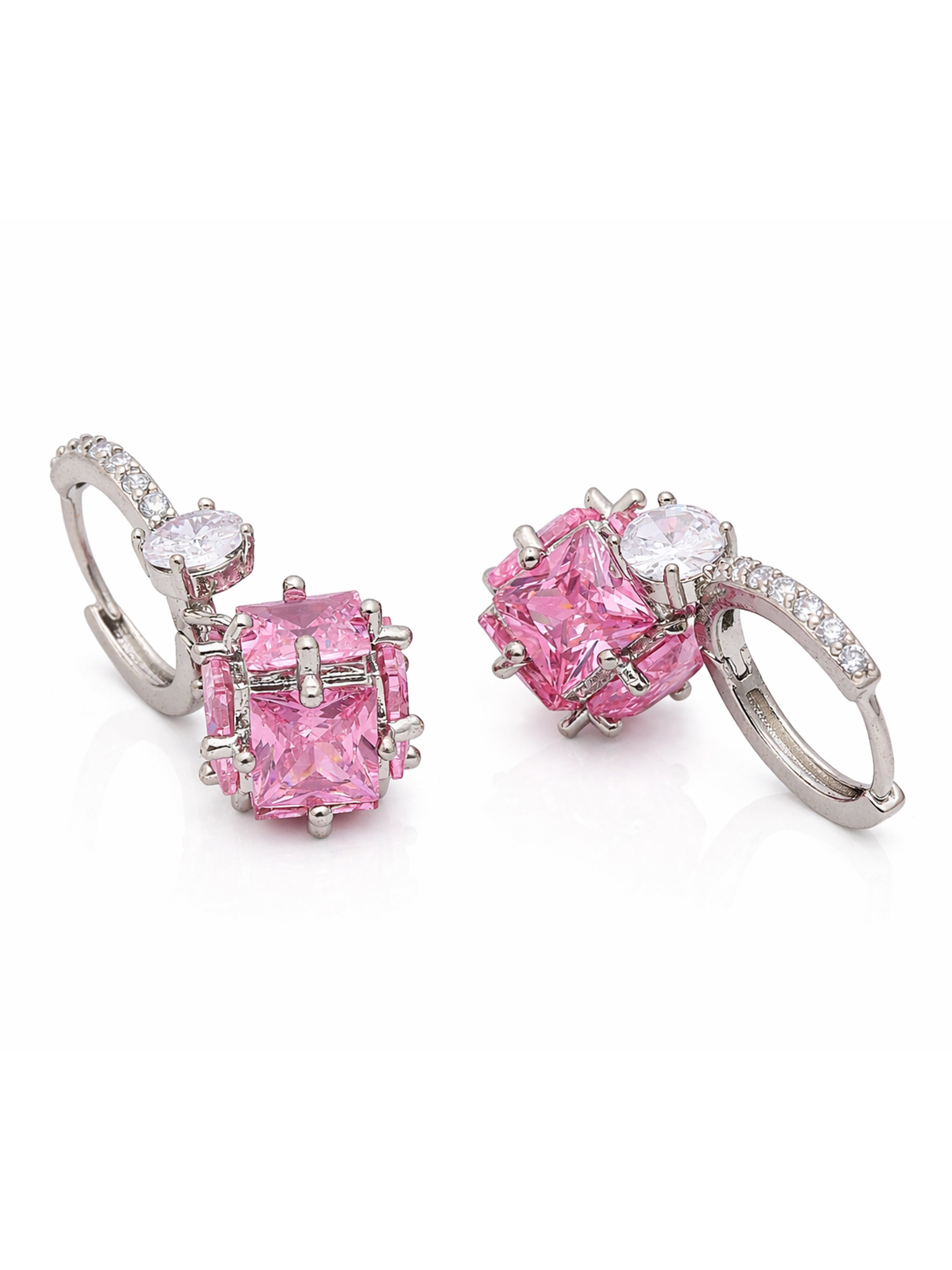 Light Pink Crystal Orb Hoop Earrings, Image 2 of 3