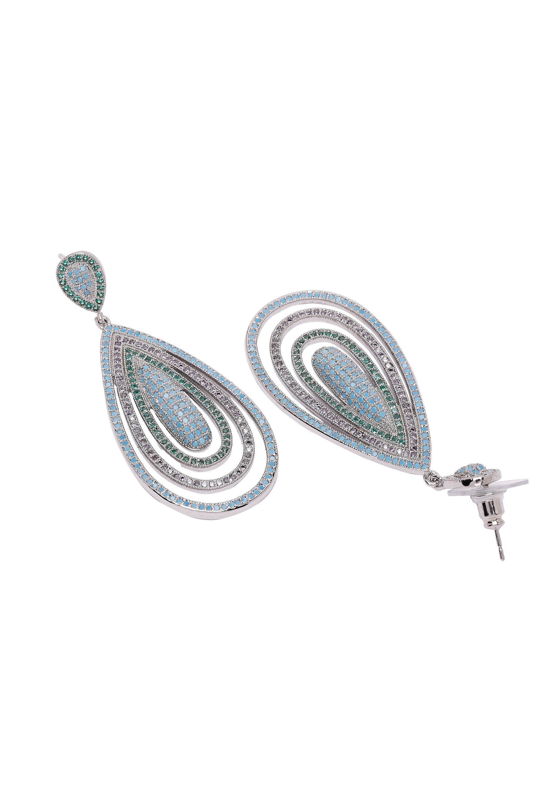 Blue Diva Sterling Layered Tear Drop Earrings, Image 3 of 5