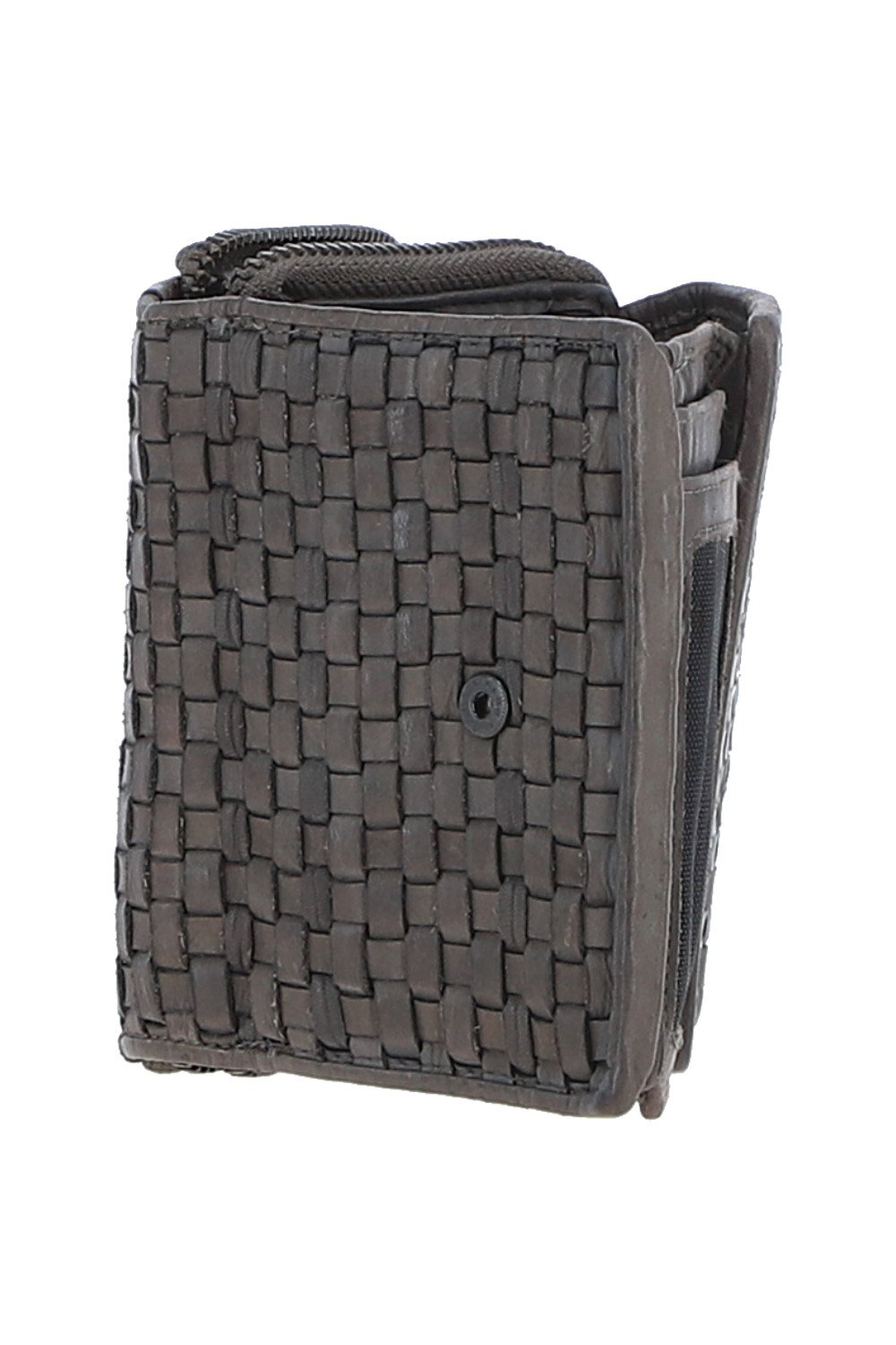 Dark Grey Vintage Woven Leather 7 Card Purse, Image 3 of 4