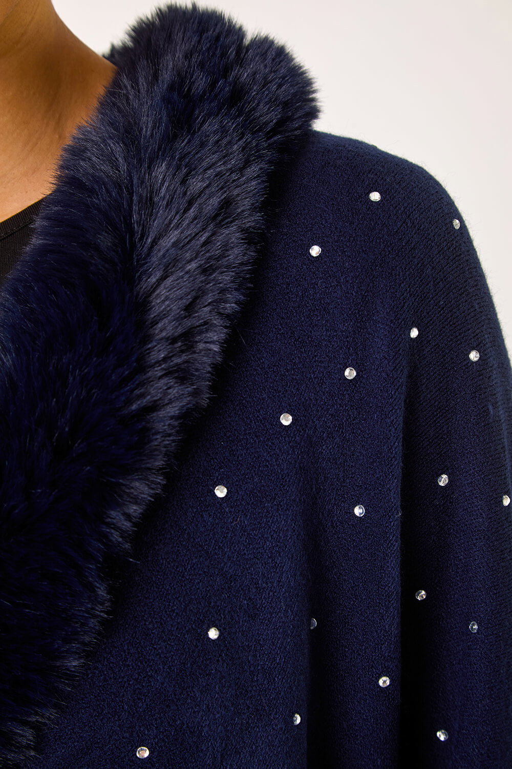 Faux Fur Trim Cape