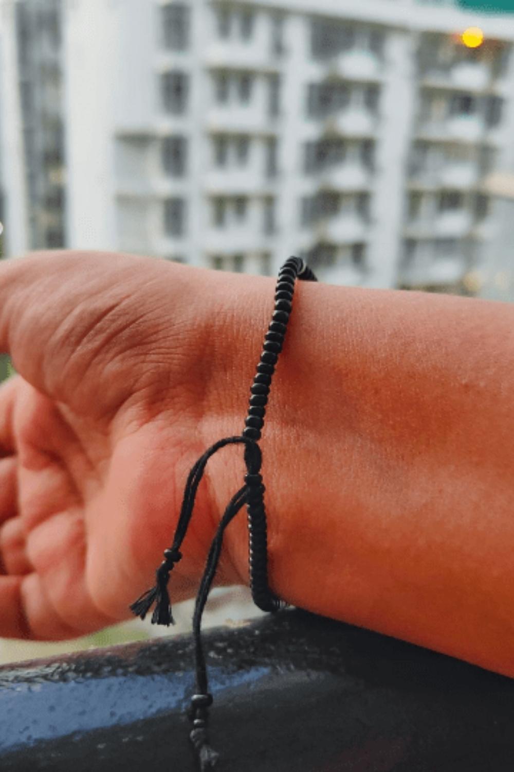 White Adjustable Evil Eye Nazar Bracelet, Image 2 of 2