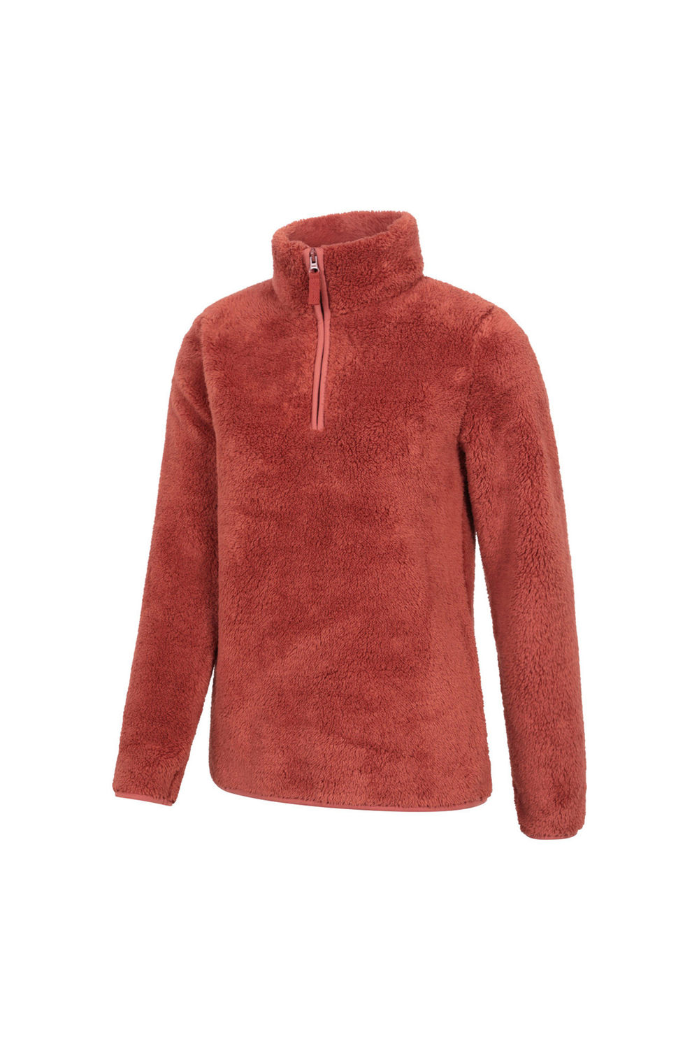 Dark Orange Teddy Fleece Quarter Zip Fleece Top, Image 4 of 5