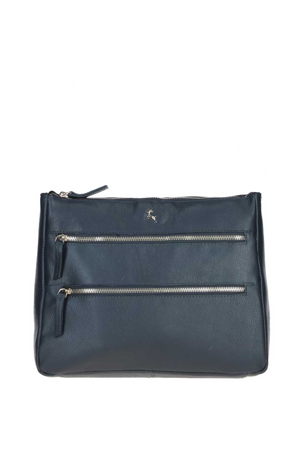 Navy 'Aintree' Genuine Leather Shoulder Bag, Image 1 of 4